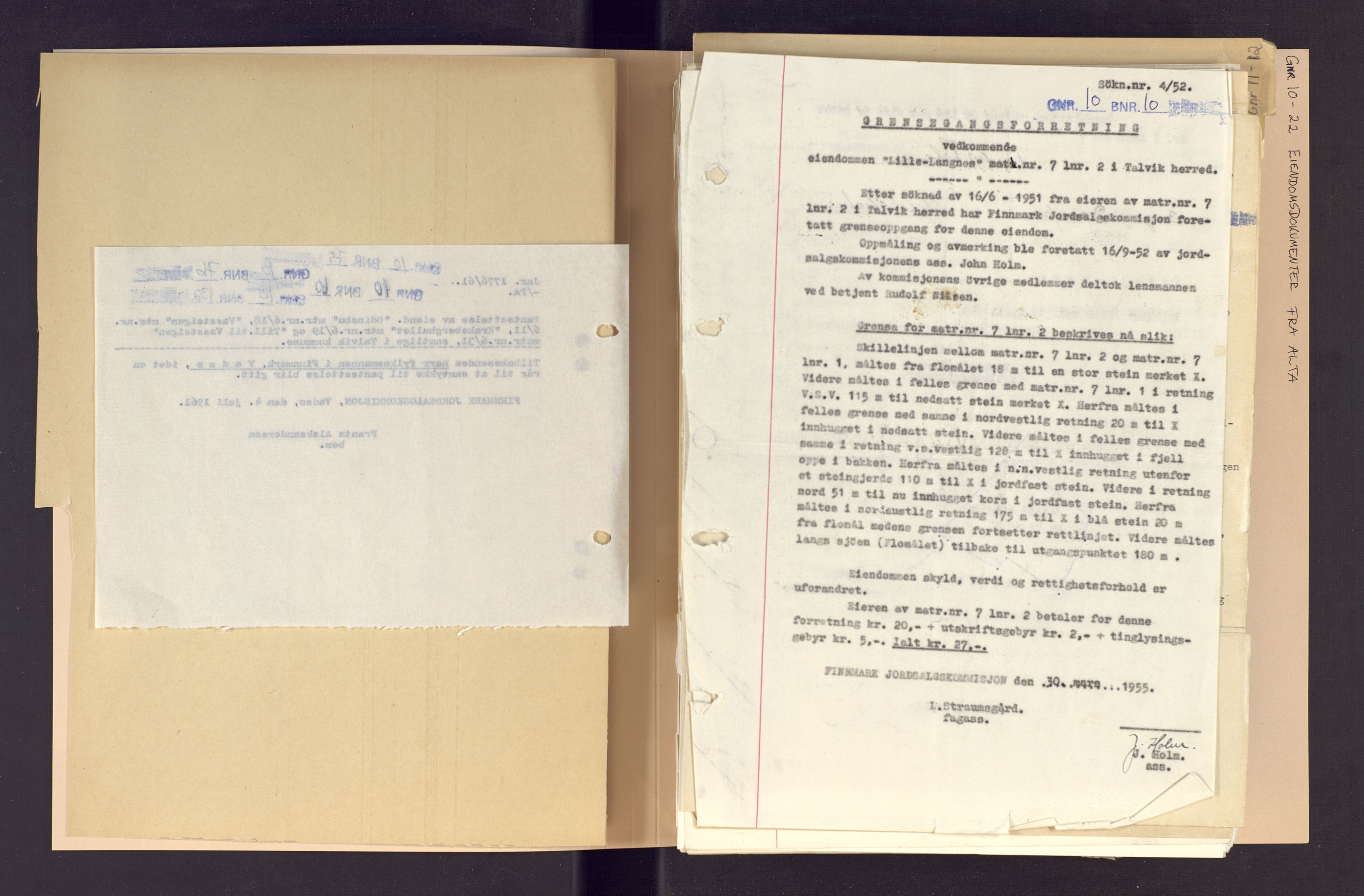 Finnmark jordsalgskommisjon/jordsalgskontor og Statskog SF Finnmark jordsalgskontor, AV/SATØ-S-1443/J/Jd/L0001: Eiendomsdokumenter for Alta, gnr. 1 - 26, 1700-2000, p. 236