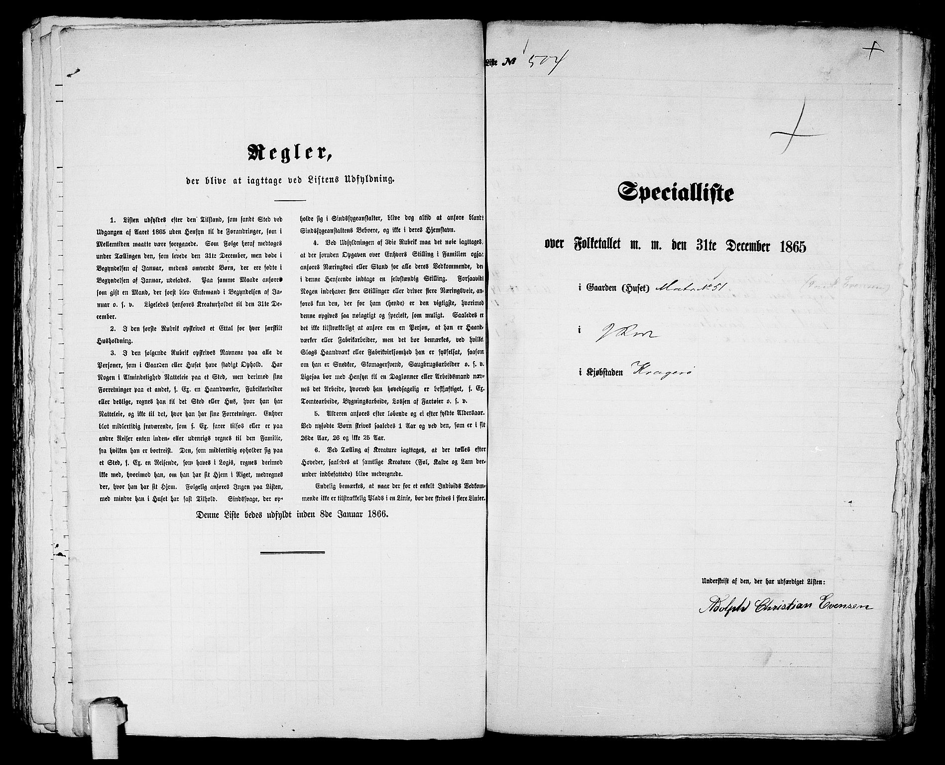 RA, 1865 census for Kragerø/Kragerø, 1865, p. 1024