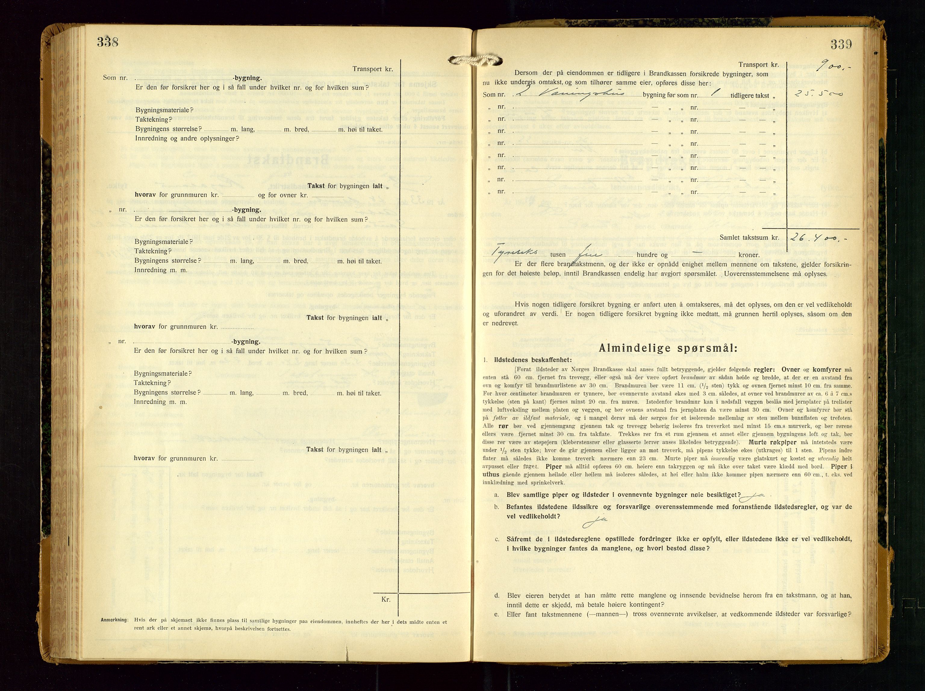 Sauda lensmannskontor, AV/SAST-A-100177/Gob/L0003: Branntakstprotokoll - skjematakst, 1928-1936, p. 338-339