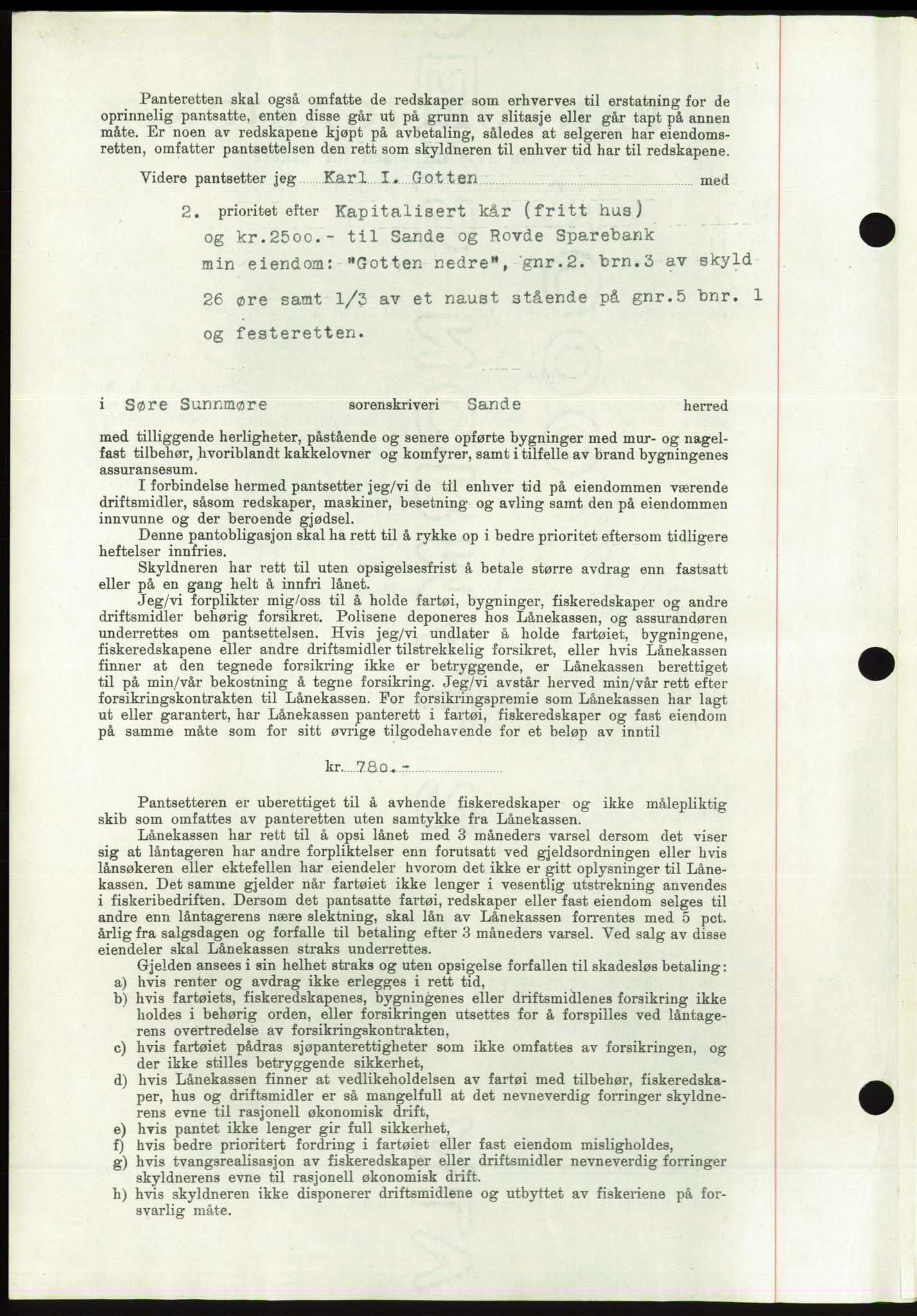 Søre Sunnmøre sorenskriveri, AV/SAT-A-4122/1/2/2C/L0065: Mortgage book no. 59, 1938-1938, Diary no: : 711/1938