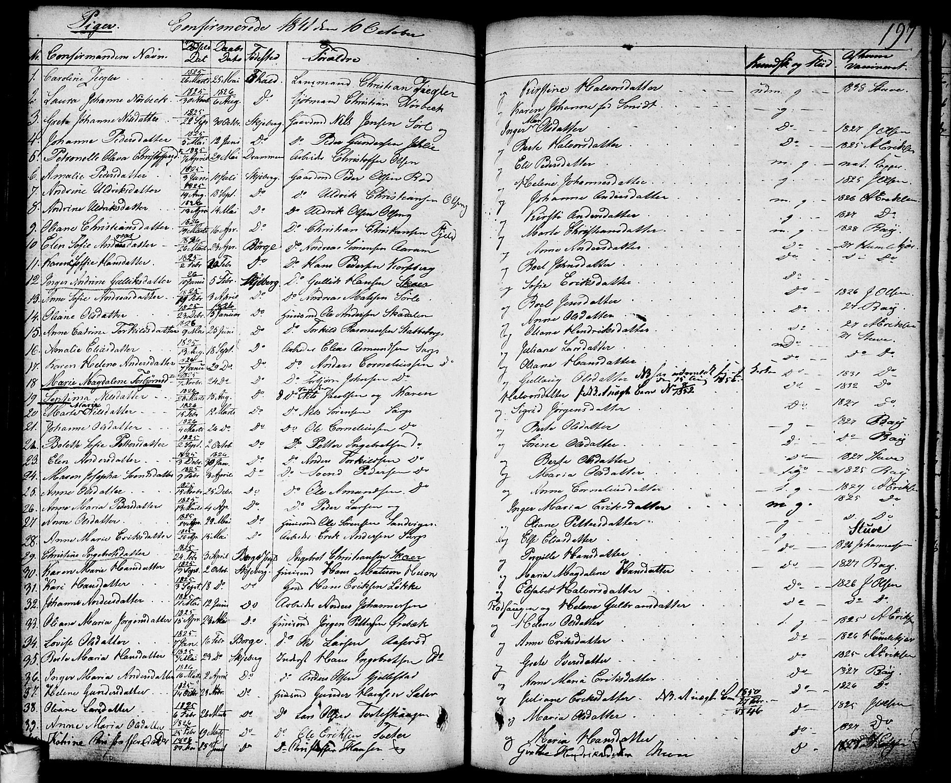 Skjeberg prestekontor Kirkebøker, AV/SAO-A-10923/F/Fa/L0005: Parish register (official) no. I 5, 1830-1845, p. 197