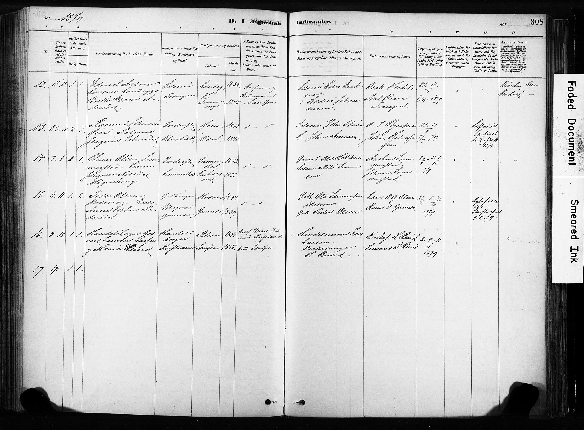 Sandsvær kirkebøker, AV/SAKO-A-244/F/Fb/L0001: Parish register (official) no. II 1, 1878-1906, p. 308