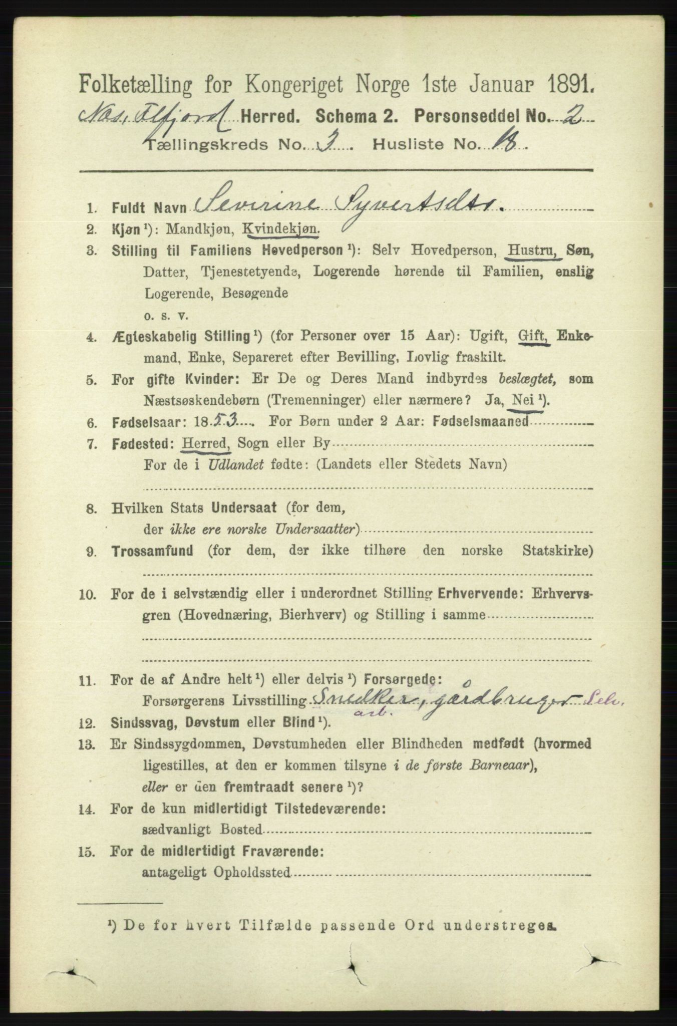 RA, 1891 census for 1043 Hidra og Nes, 1891, p. 997