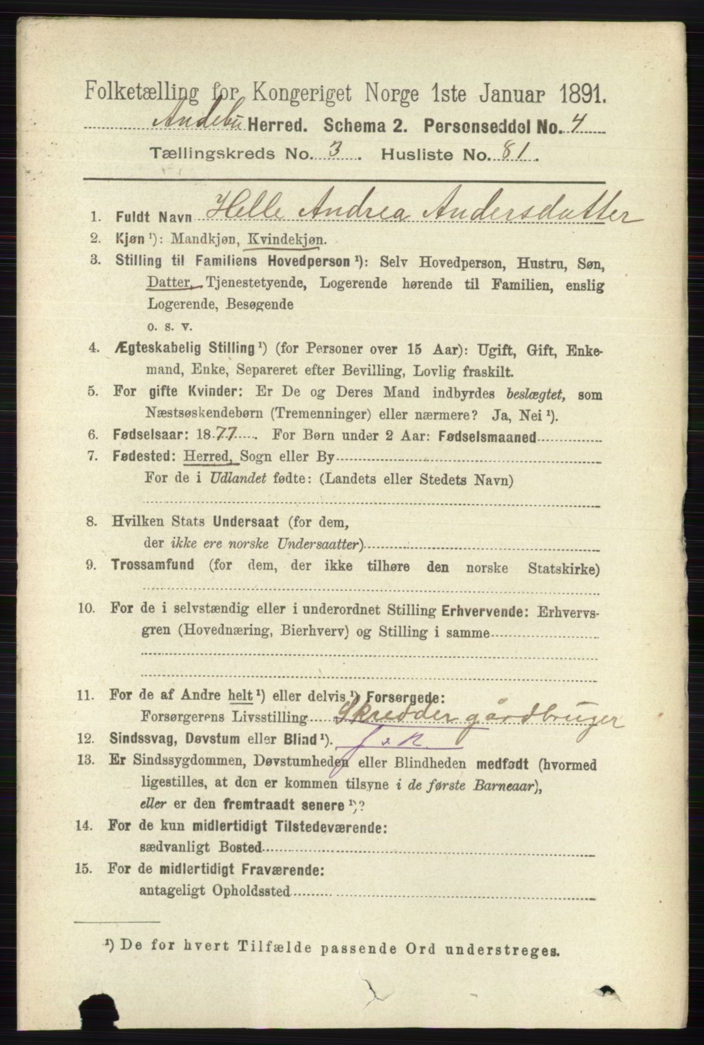 RA, 1891 census for 0719 Andebu, 1891, p. 1937