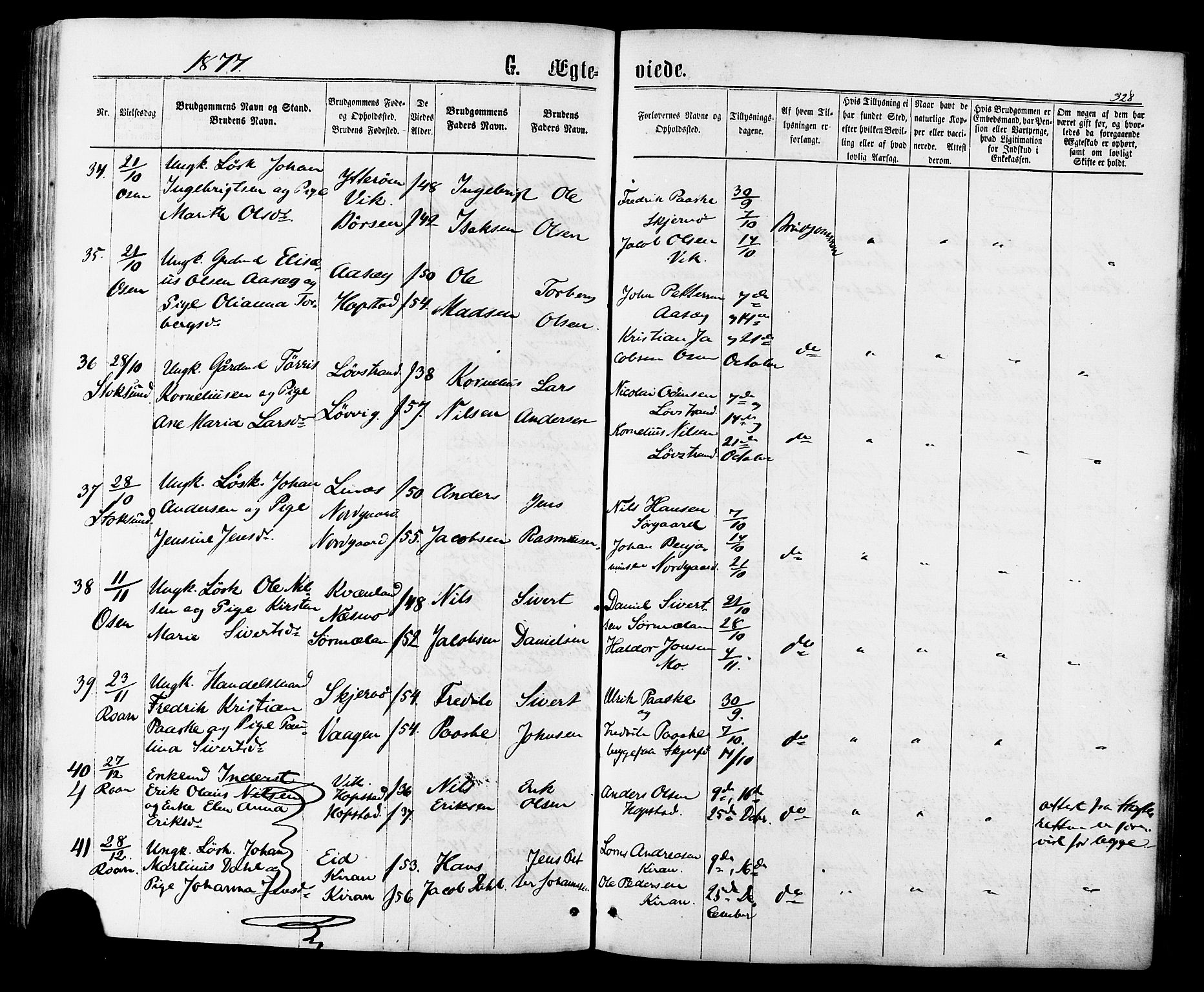 Ministerialprotokoller, klokkerbøker og fødselsregistre - Sør-Trøndelag, AV/SAT-A-1456/657/L0706: Parish register (official) no. 657A07, 1867-1878, p. 328