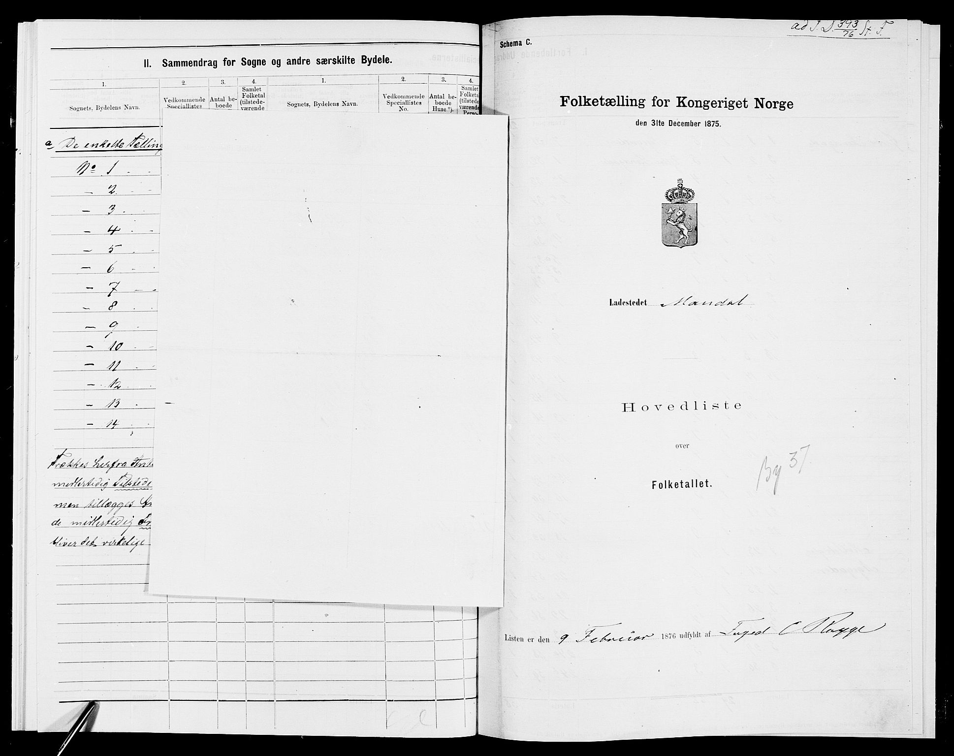 SAK, 1875 census for 1002B Mandal/Mandal, 1875, p. 1