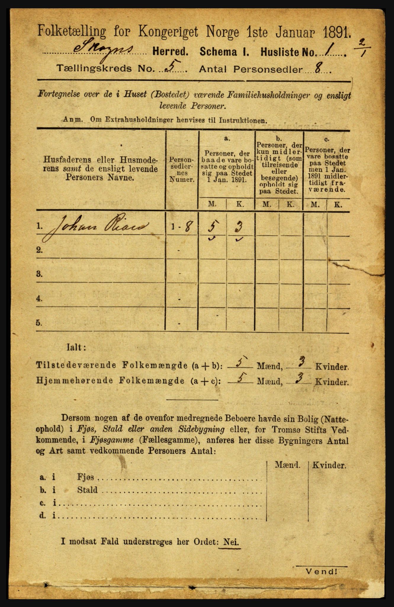 RA, 1891 census for 1719 Skogn, 1891, p. 2845