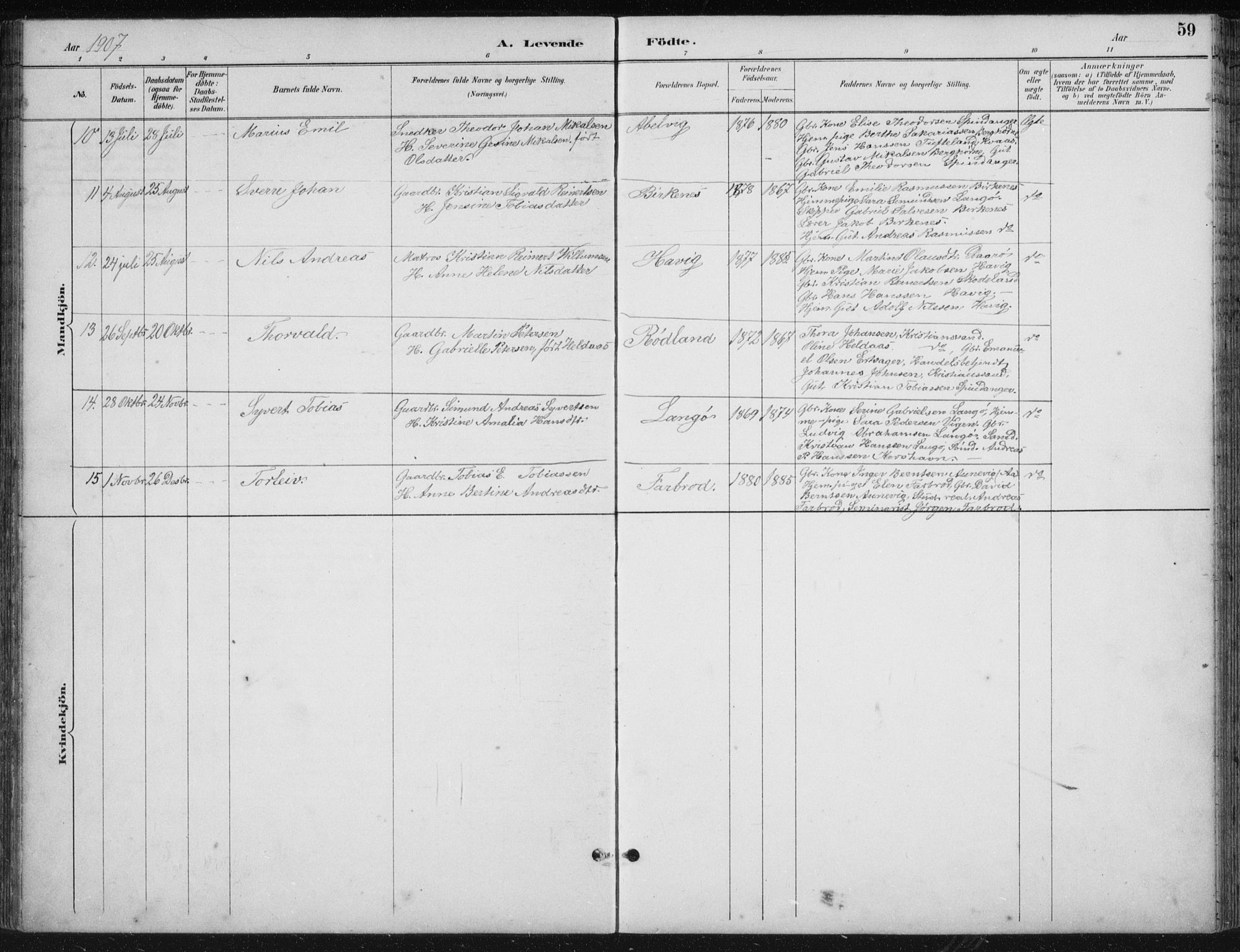 Herad sokneprestkontor, AV/SAK-1111-0018/F/Fb/Fbb/L0004: Parish register (copy) no. B 4, 1890-1935, p. 59