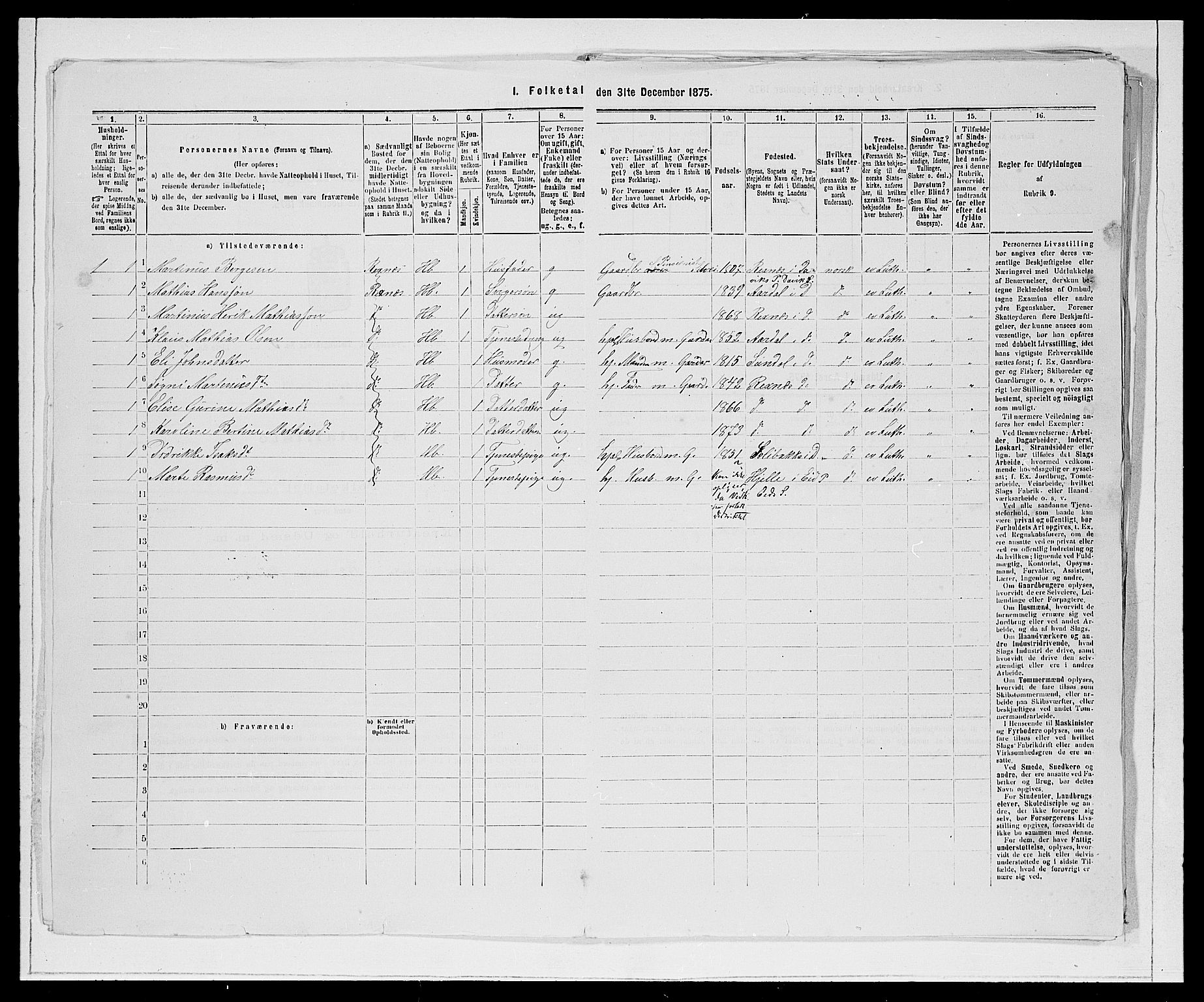 SAB, 1875 Census for 1442P Davik, 1875, p. 305