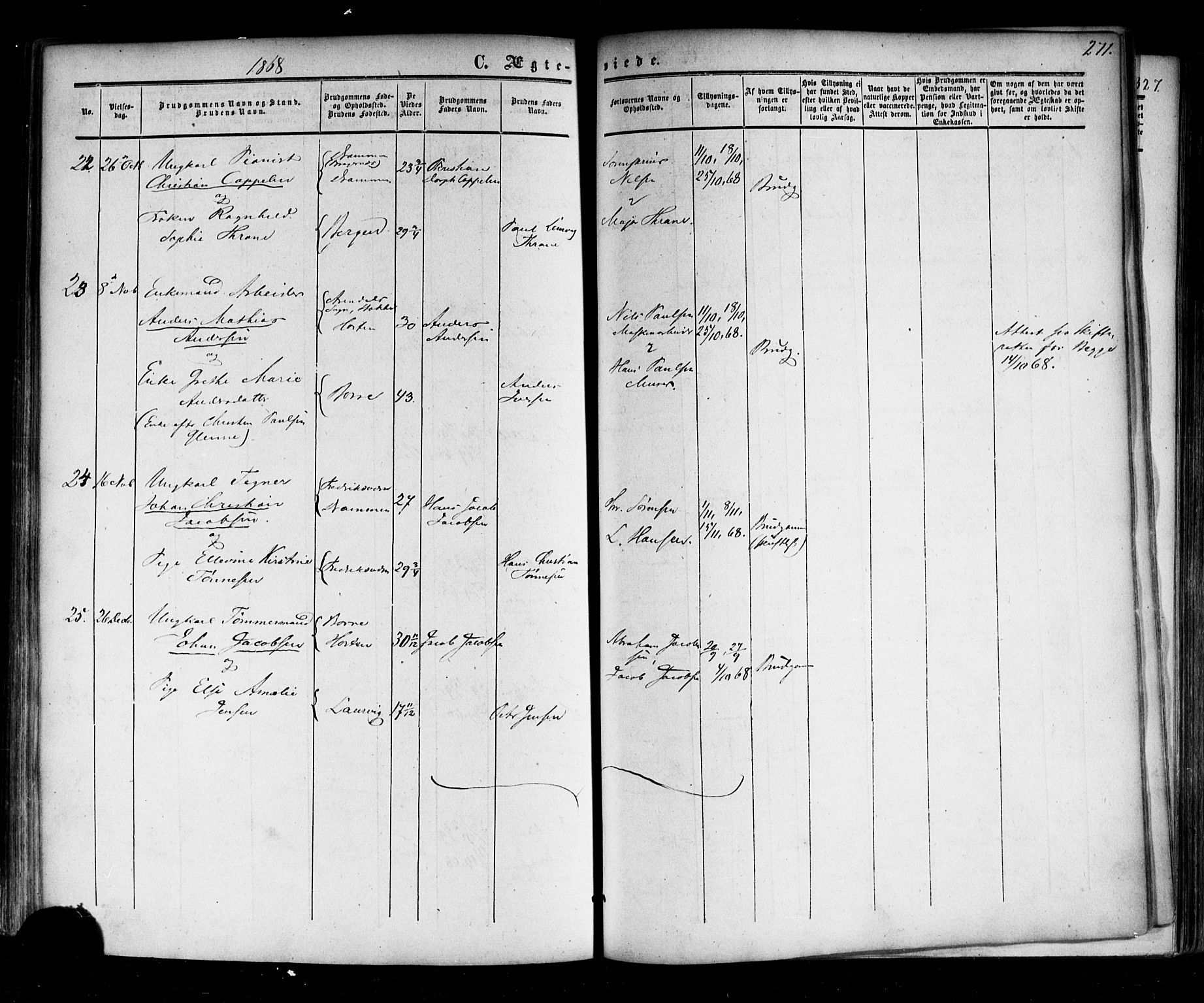 Horten kirkebøker, SAKO/A-348/F/Fa/L0001: Parish register (official) no. 1, 1855-1871, p. 271