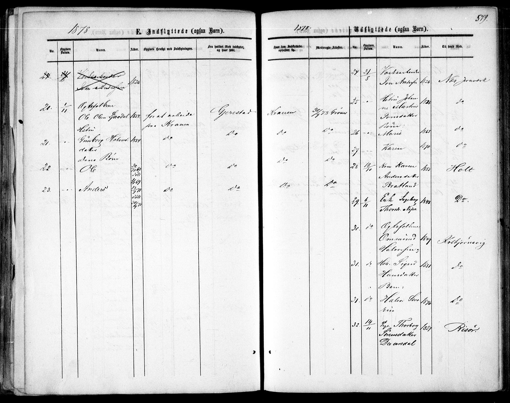 Søndeled sokneprestkontor, AV/SAK-1111-0038/F/Fa/L0003: Parish register (official) no. A 3, 1861-1879, p. 579