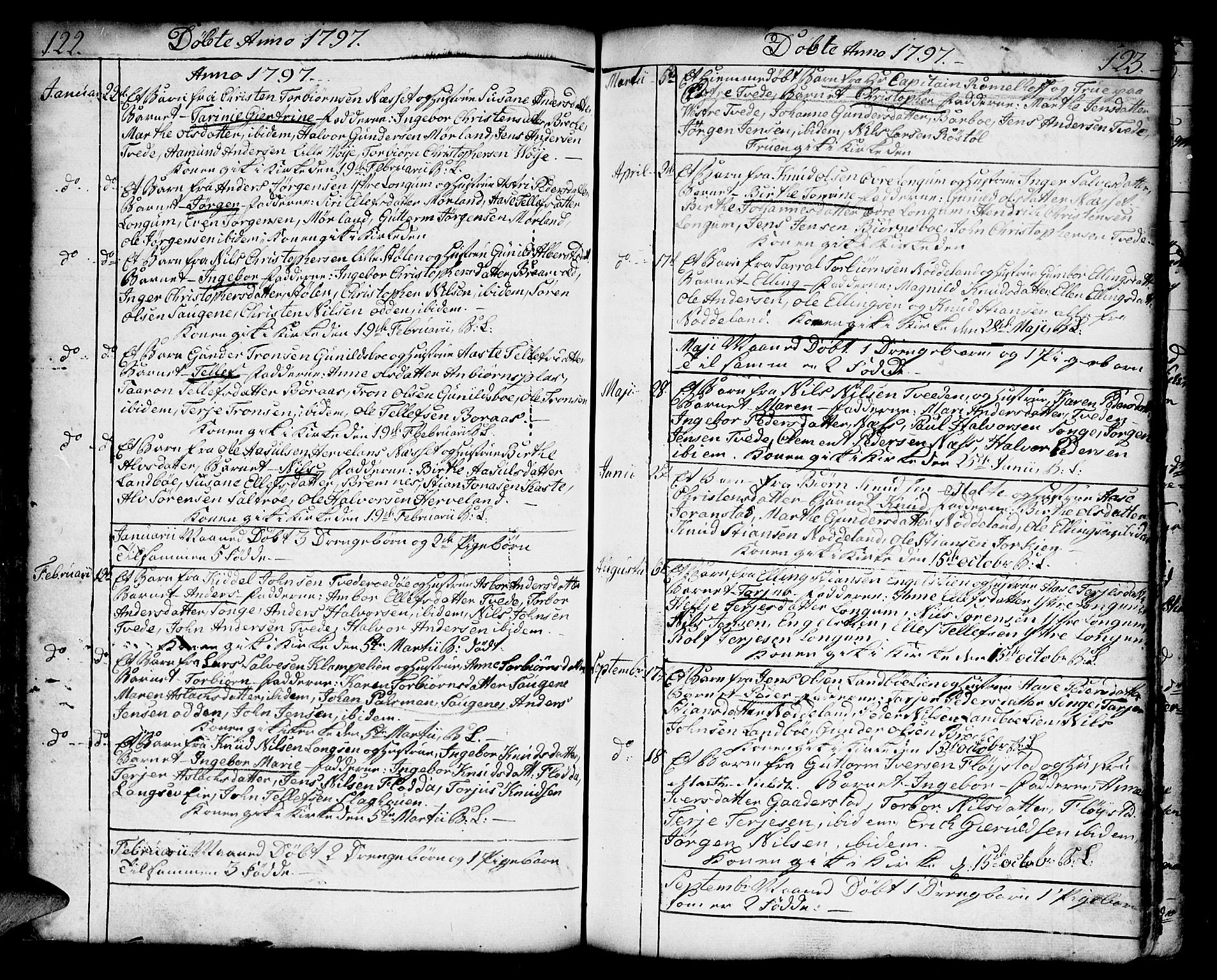 Austre Moland sokneprestkontor, AV/SAK-1111-0001/F/Fa/Faa/L0002: Parish register (official) no. A 2, 1747-1808, p. 122-123