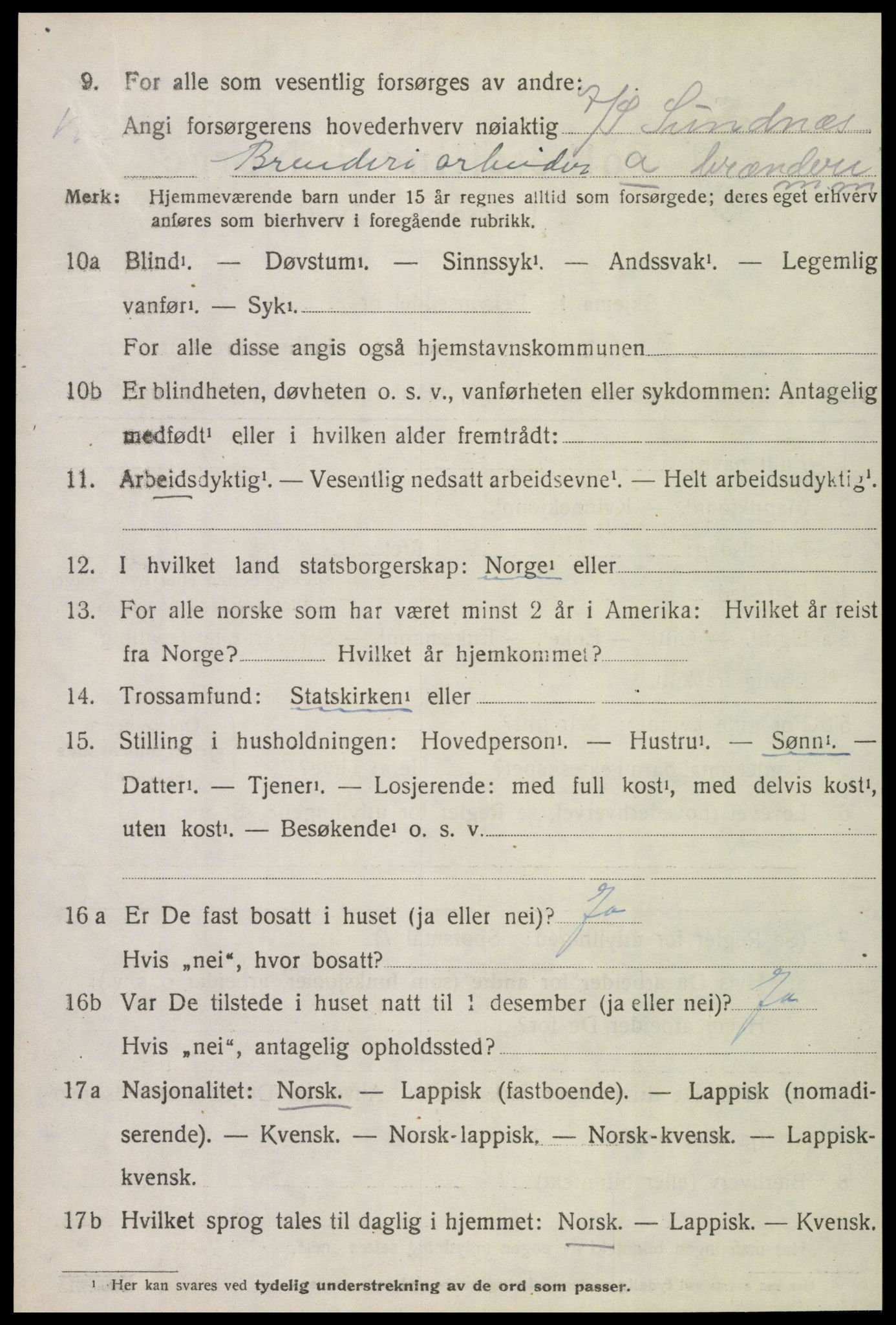 SAT, 1920 census for Inderøy, 1920, p. 2122