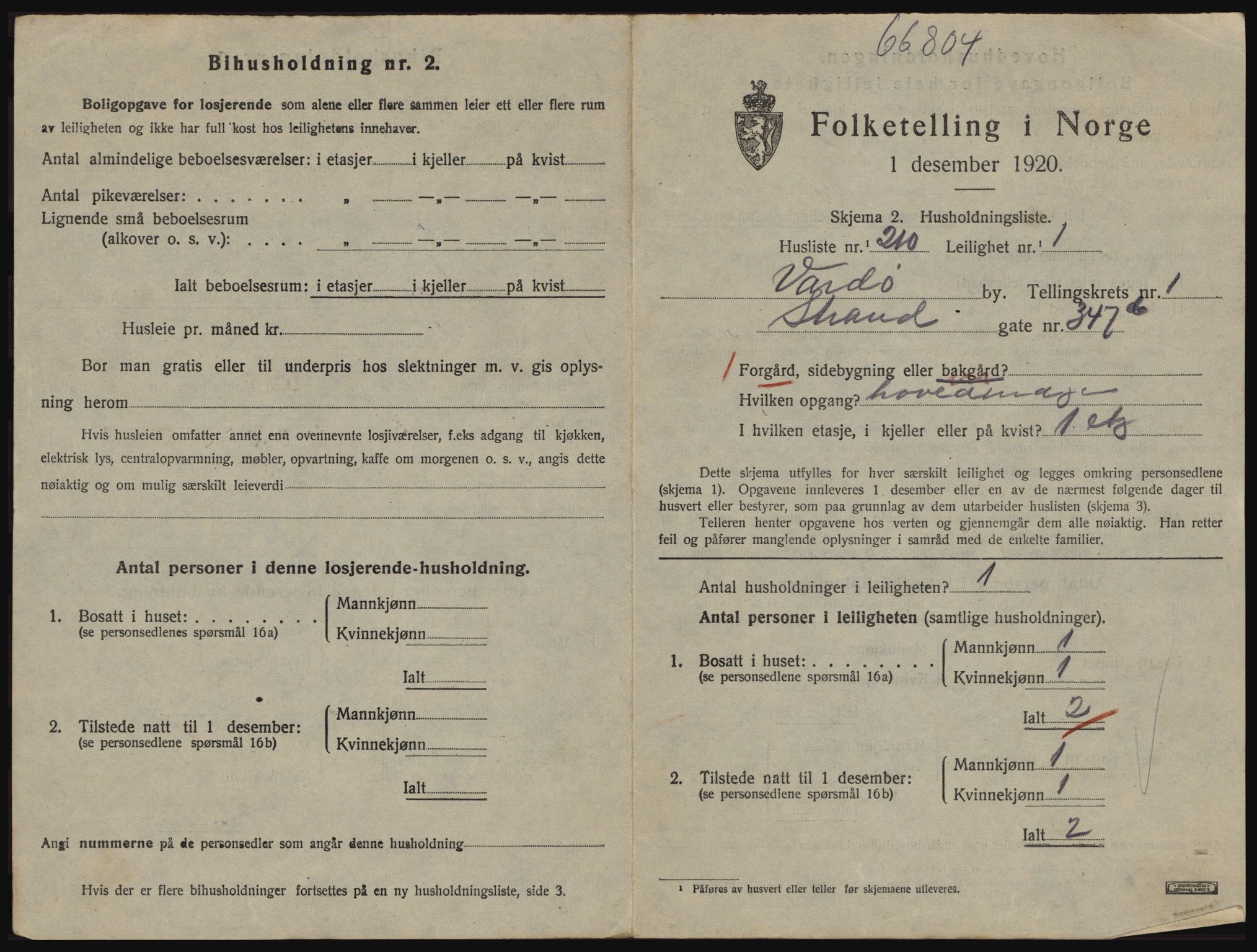 SATØ, 1920 census for Vardø, 1920, p. 1667