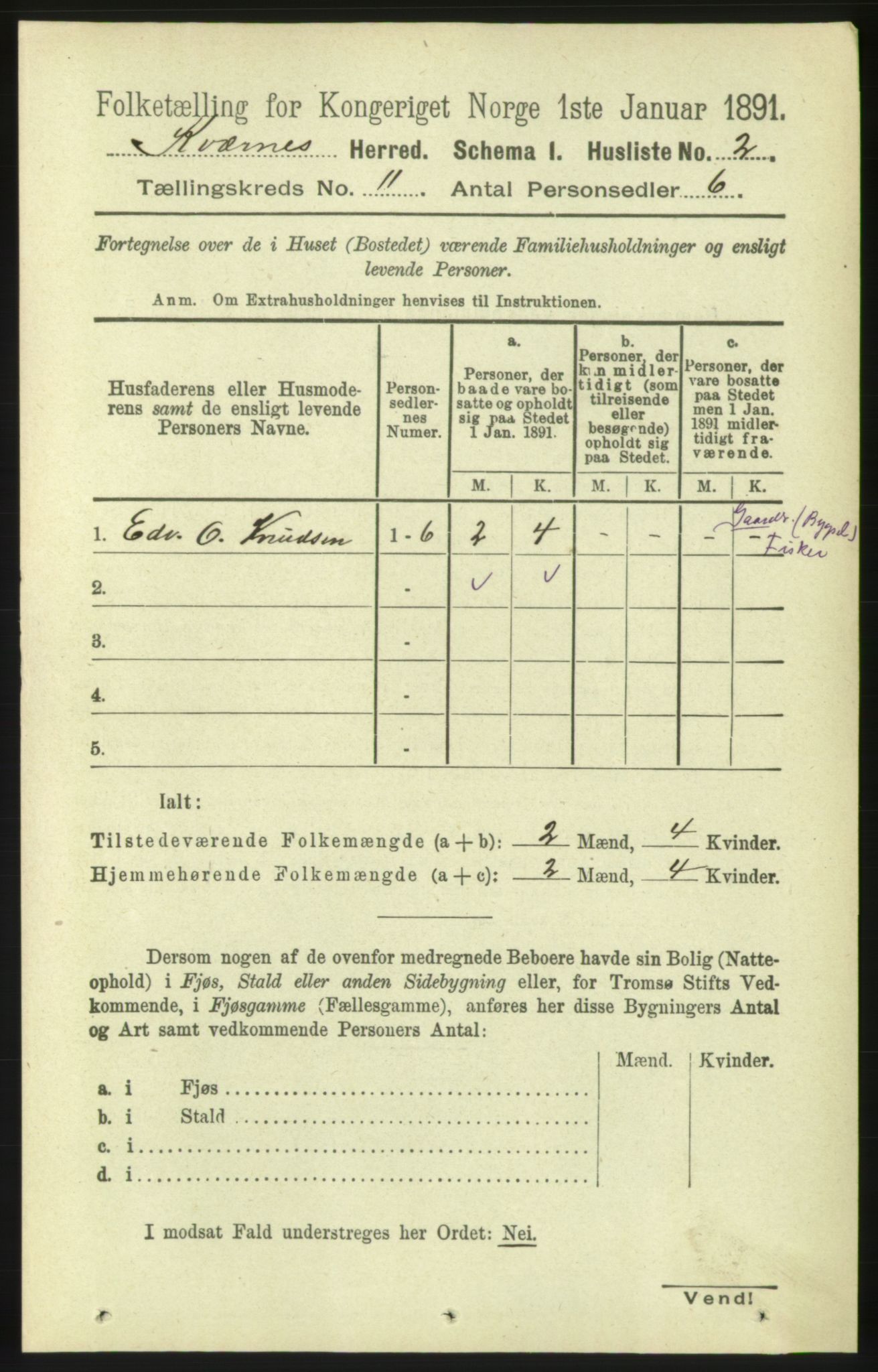 RA, 1891 census for 1553 Kvernes, 1891, p. 4756