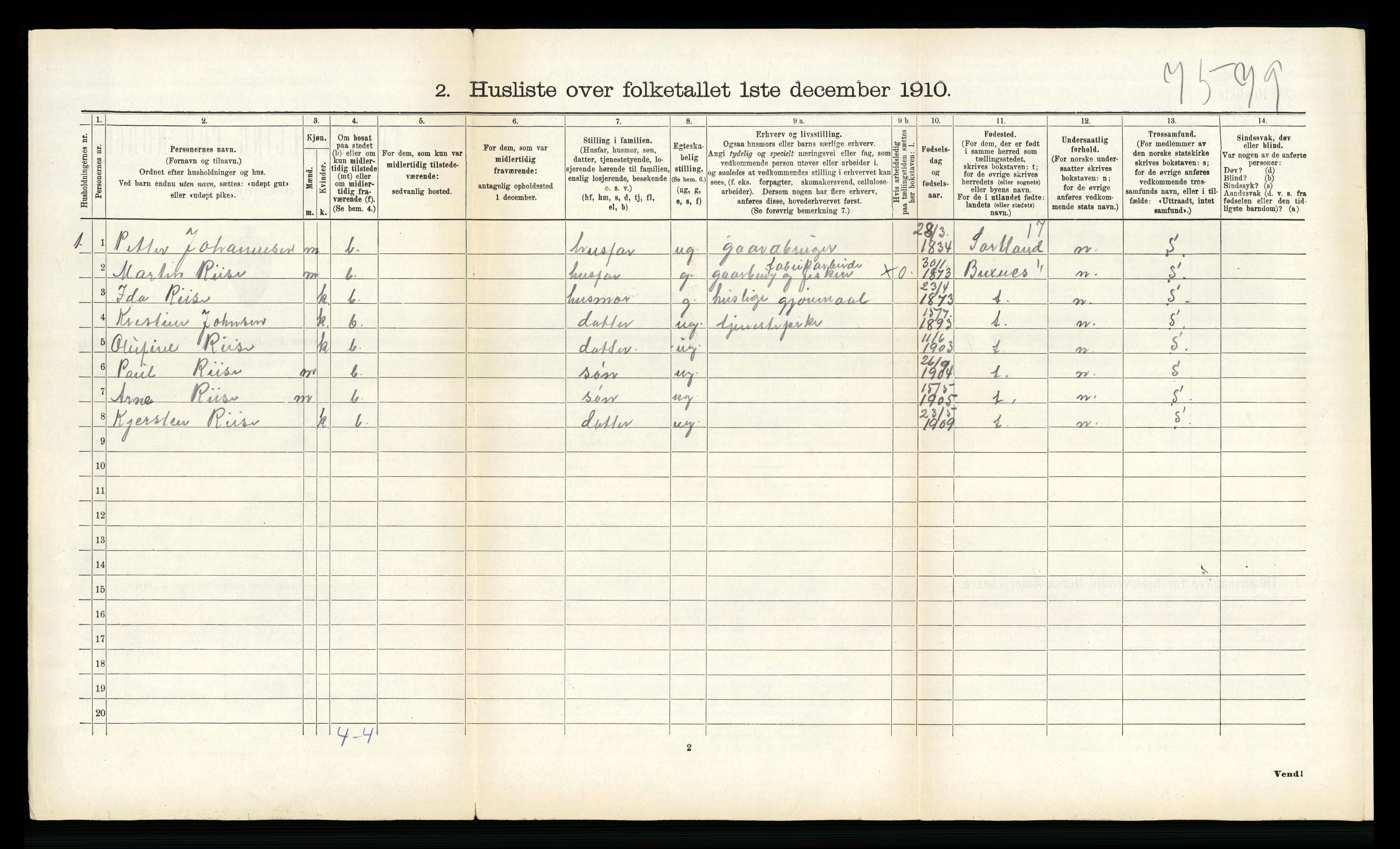 RA, 1910 census for Hadsel, 1910, p. 1068