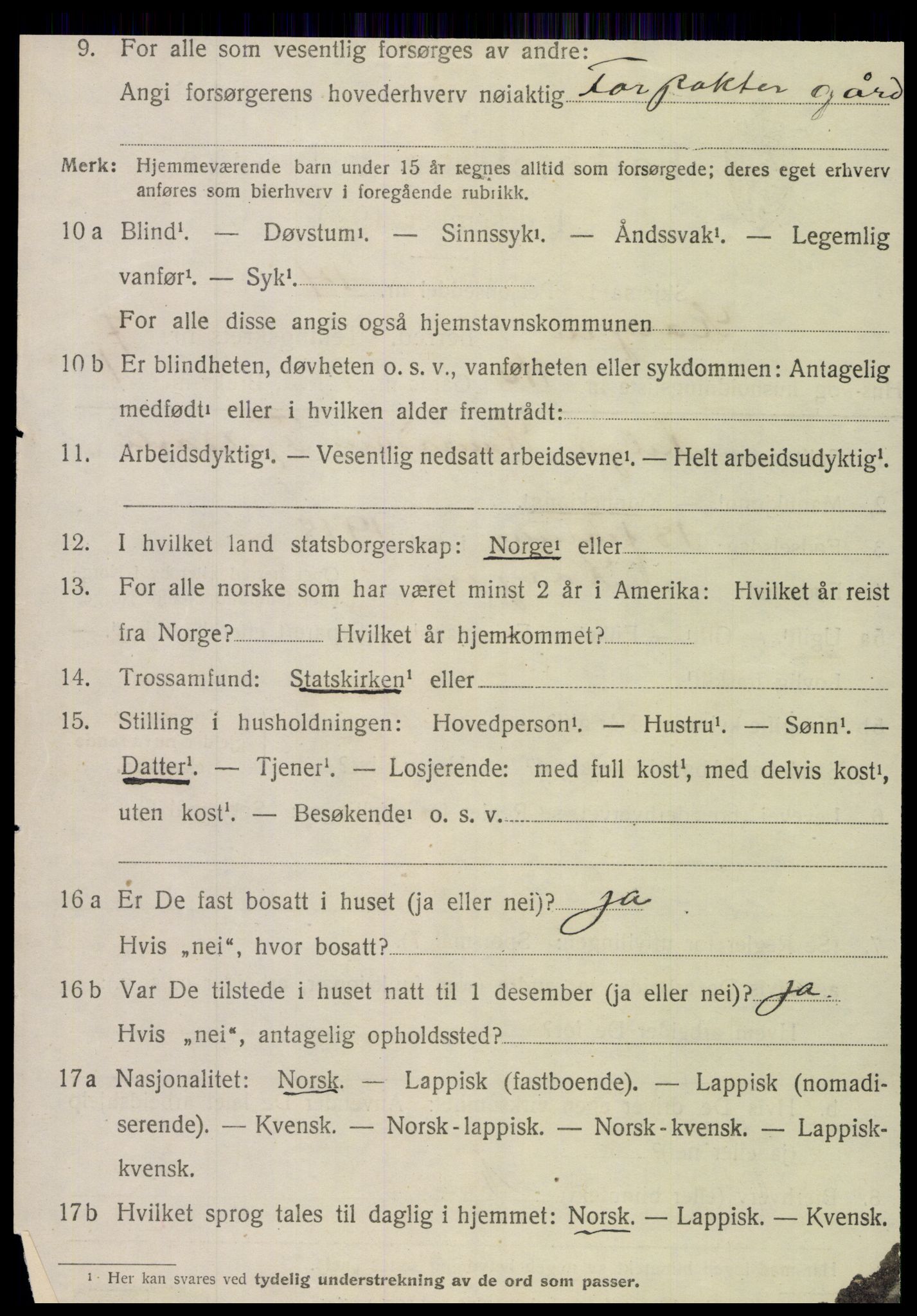 SAT, 1920 census for Korgen, 1920, p. 3041