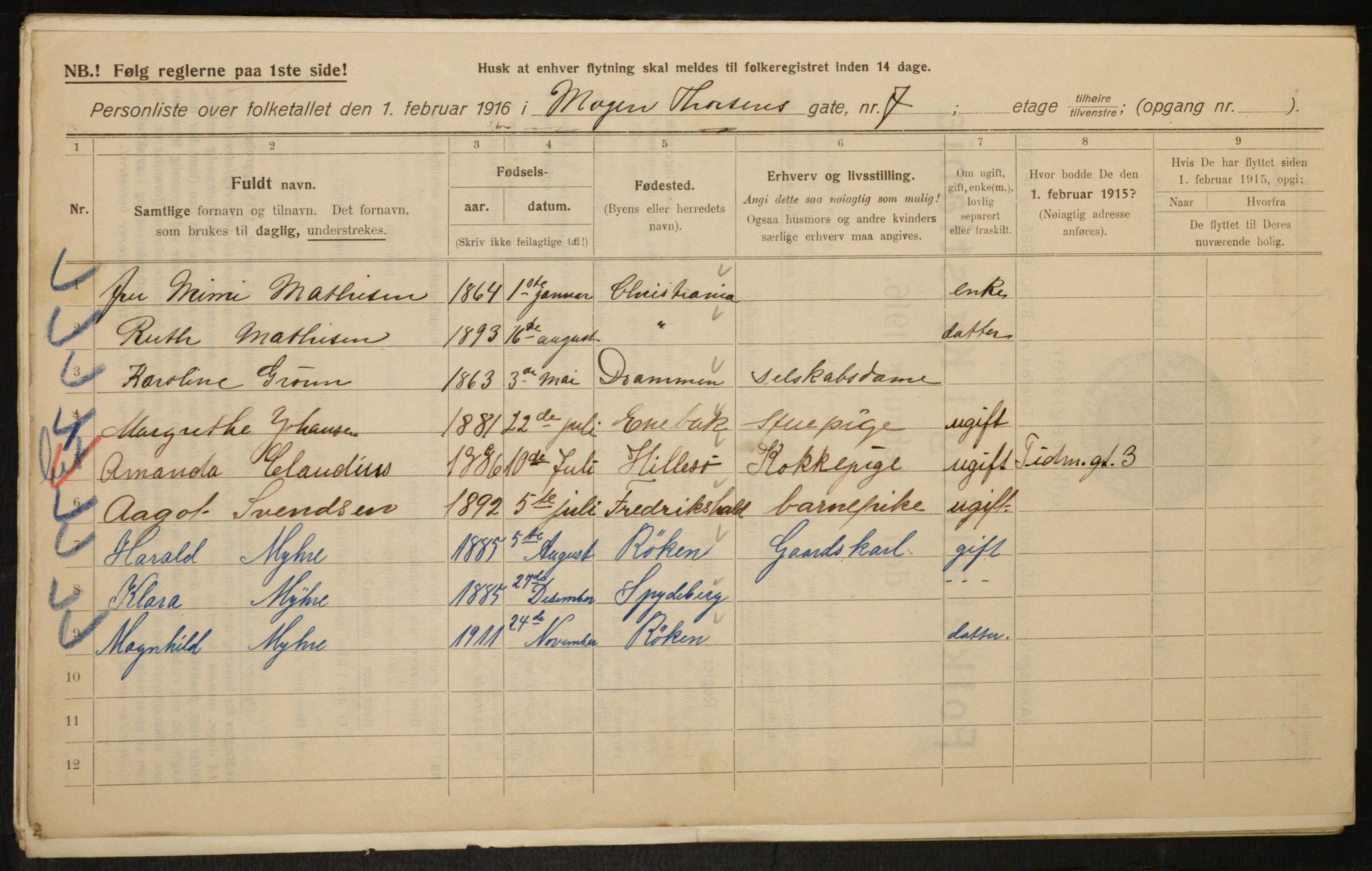 OBA, Municipal Census 1916 for Kristiania, 1916, p. 67245