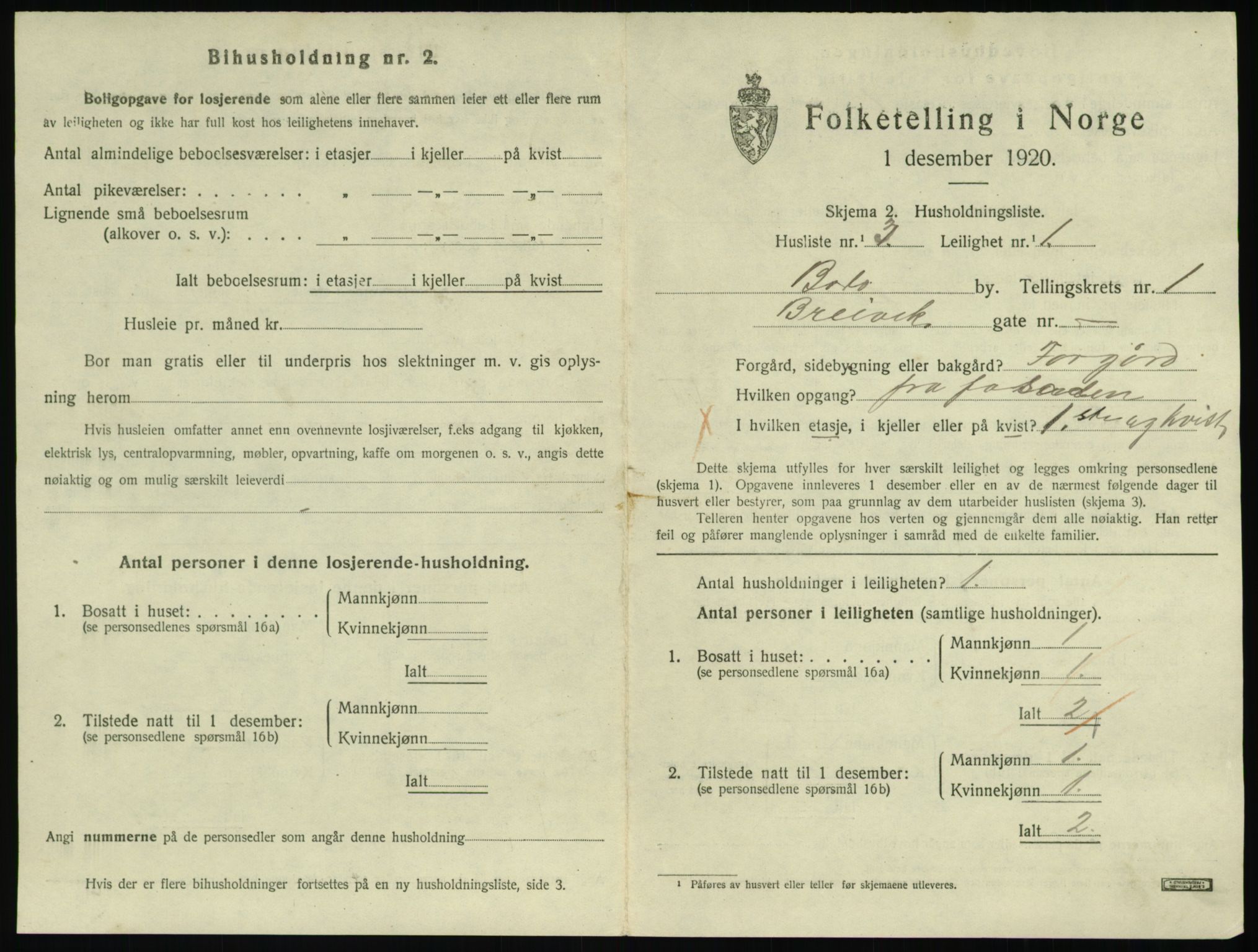 SAT, 1920 census for Bodø, 1920, p. 1029