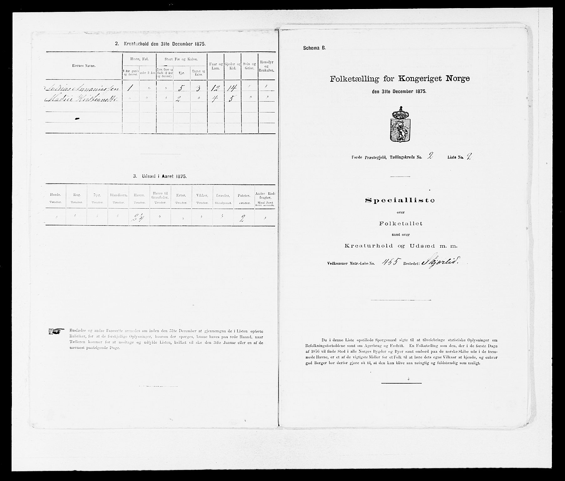 SAB, 1875 census for 1432P Førde, 1875, p. 1801
