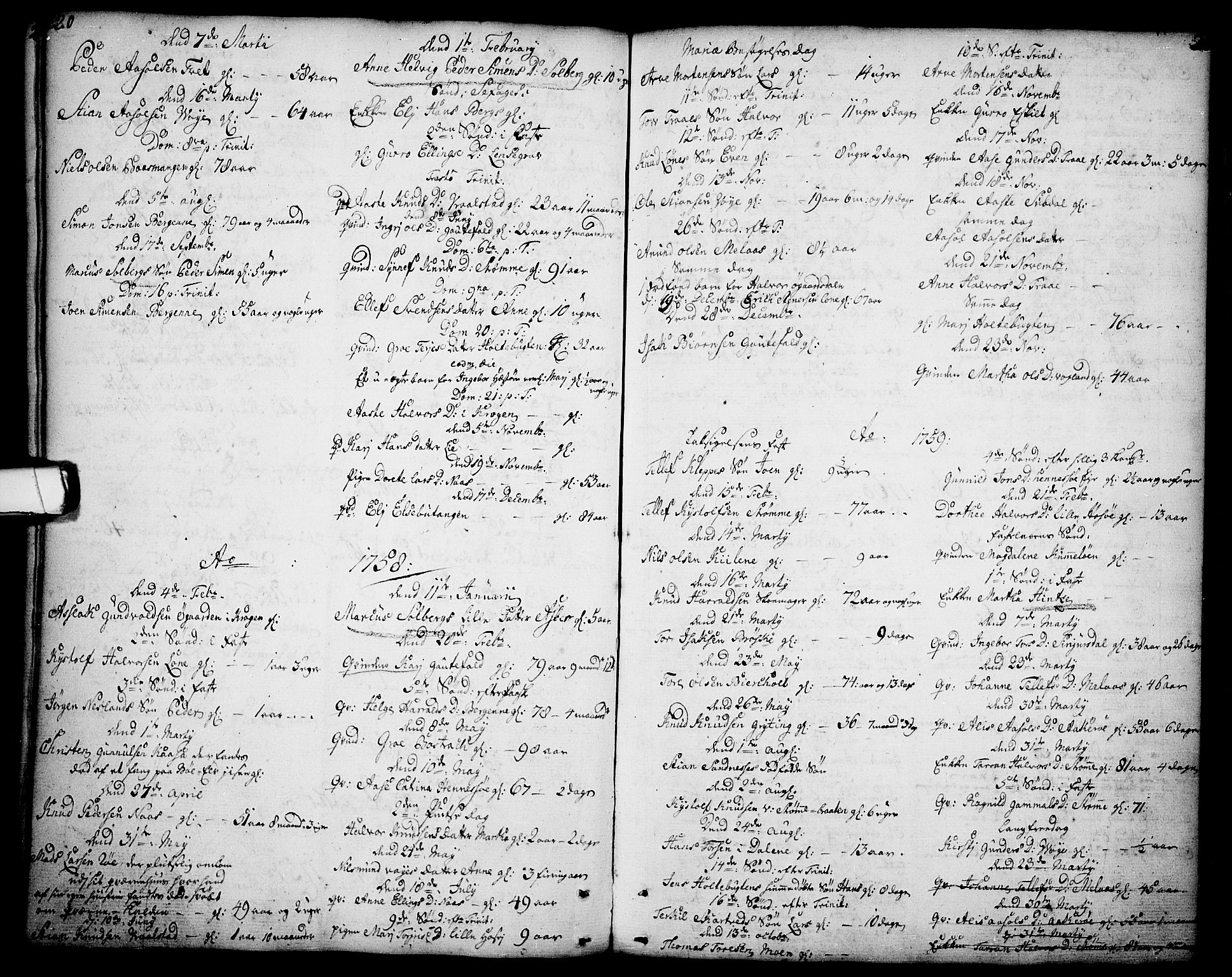 Drangedal kirkebøker, SAKO/A-258/F/Fa/L0001: Parish register (official) no. 1, 1697-1767, p. 20-21