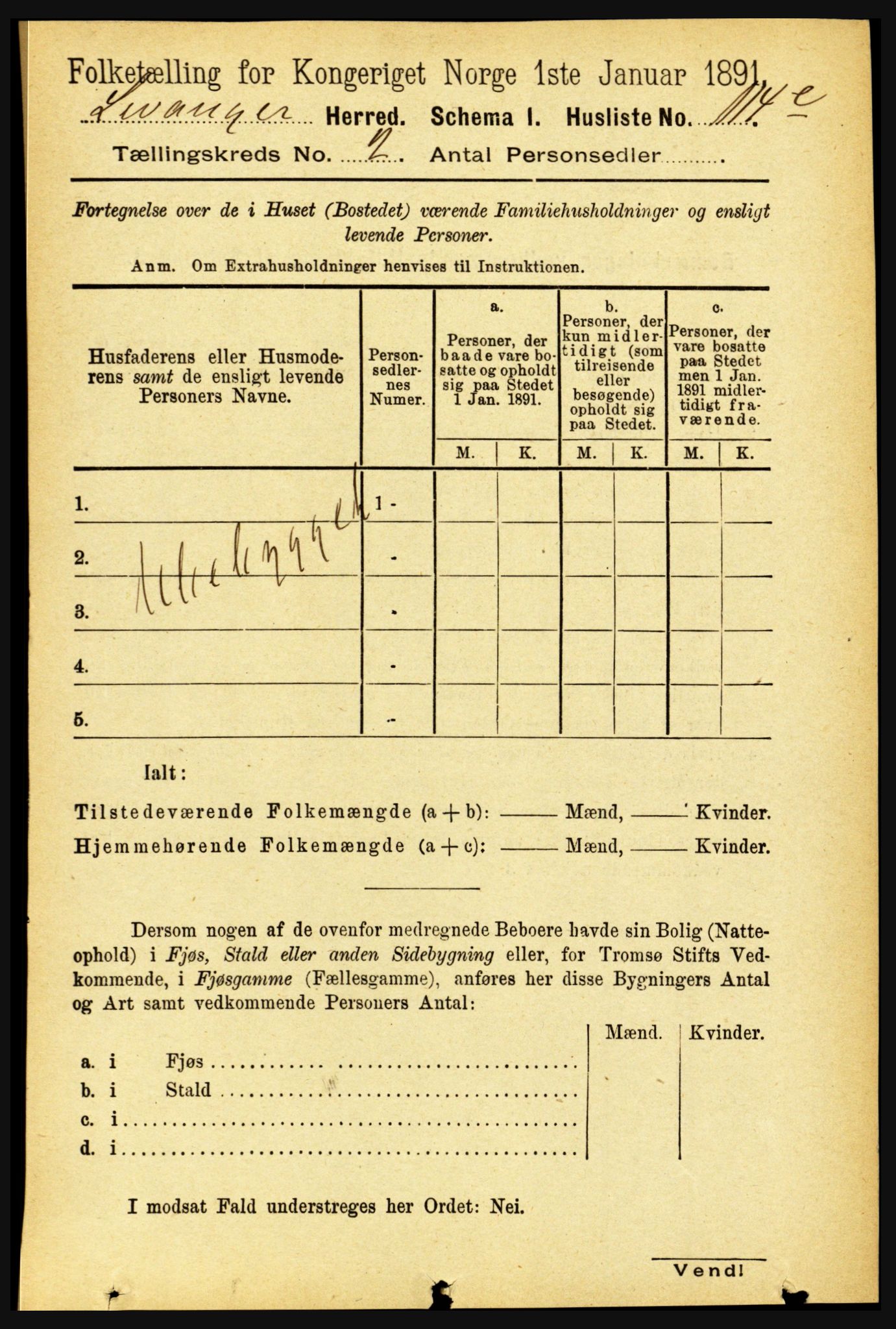 RA, 1891 census for 1720 Levanger, 1891, p. 861