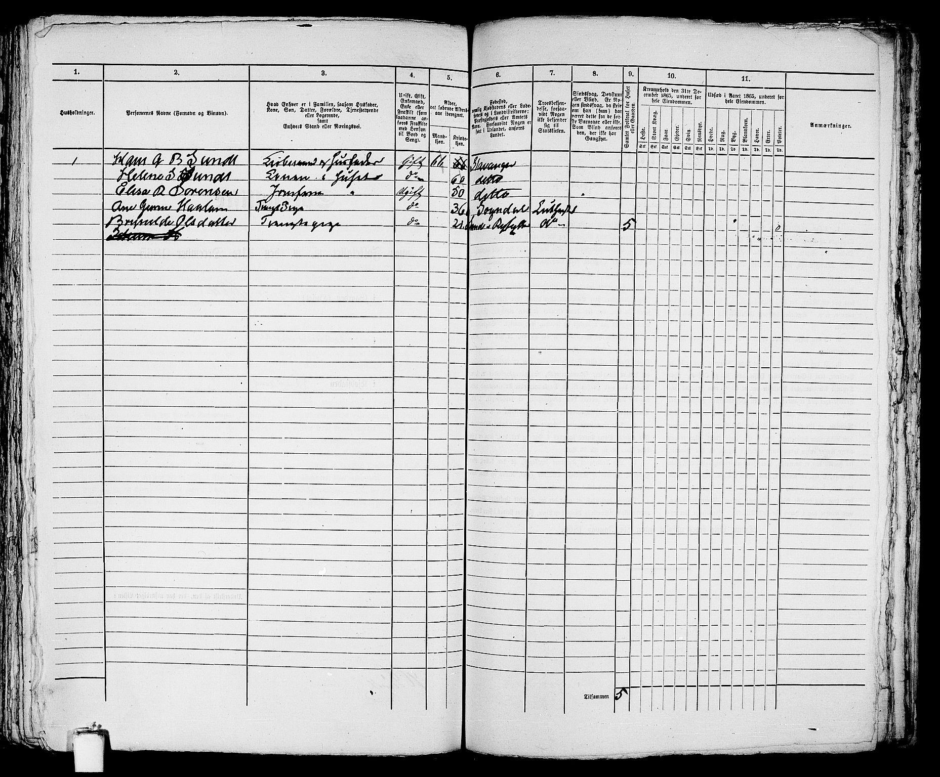 RA, 1865 census for Stavanger, 1865, p. 1349