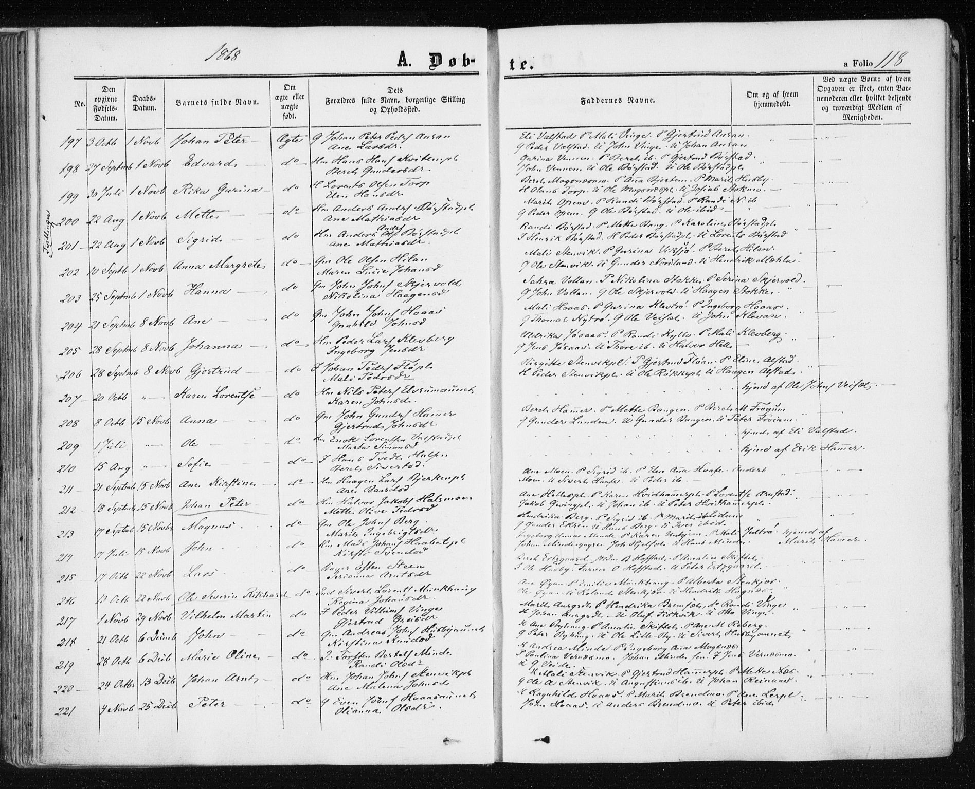 Ministerialprotokoller, klokkerbøker og fødselsregistre - Nord-Trøndelag, AV/SAT-A-1458/709/L0075: Parish register (official) no. 709A15, 1859-1870, p. 118