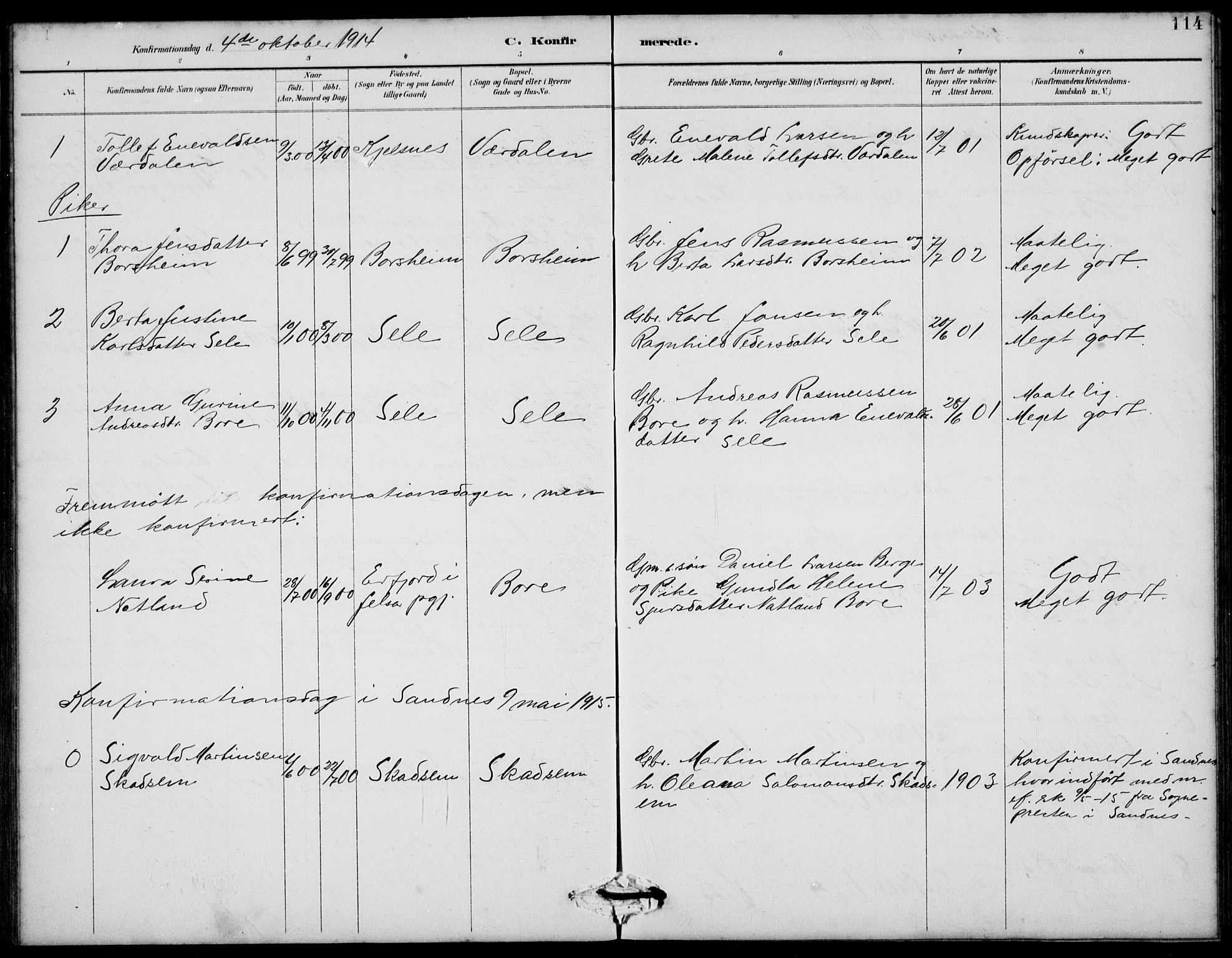 Klepp sokneprestkontor, AV/SAST-A-101803/001/3/30BB/L0006: Parish register (copy) no. B 6, 1889-1936, p. 114