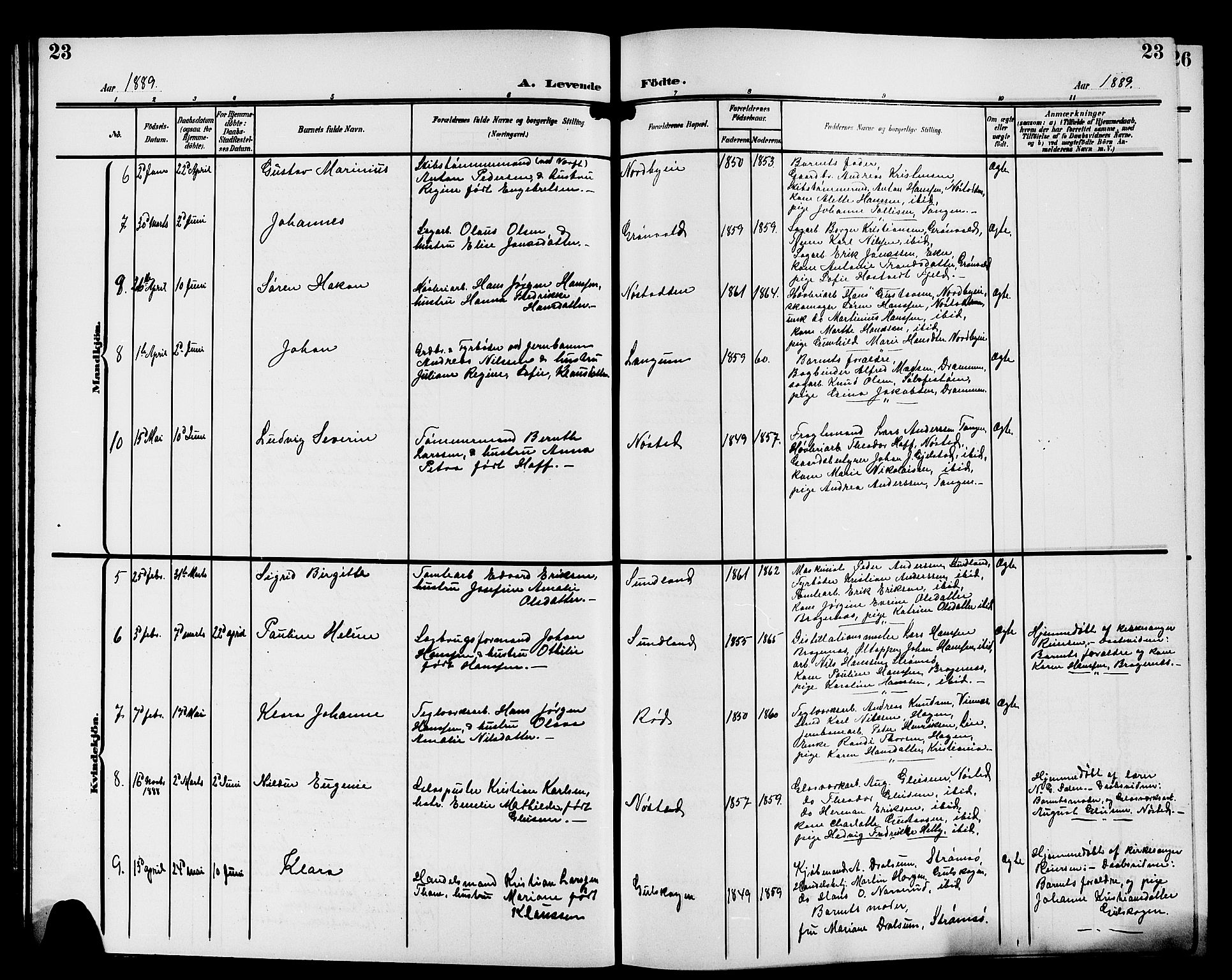 Strømsgodset kirkebøker, AV/SAKO-A-324/G/Ga/L0002: Parish register (copy) no. 2, 1885-1910, p. 23