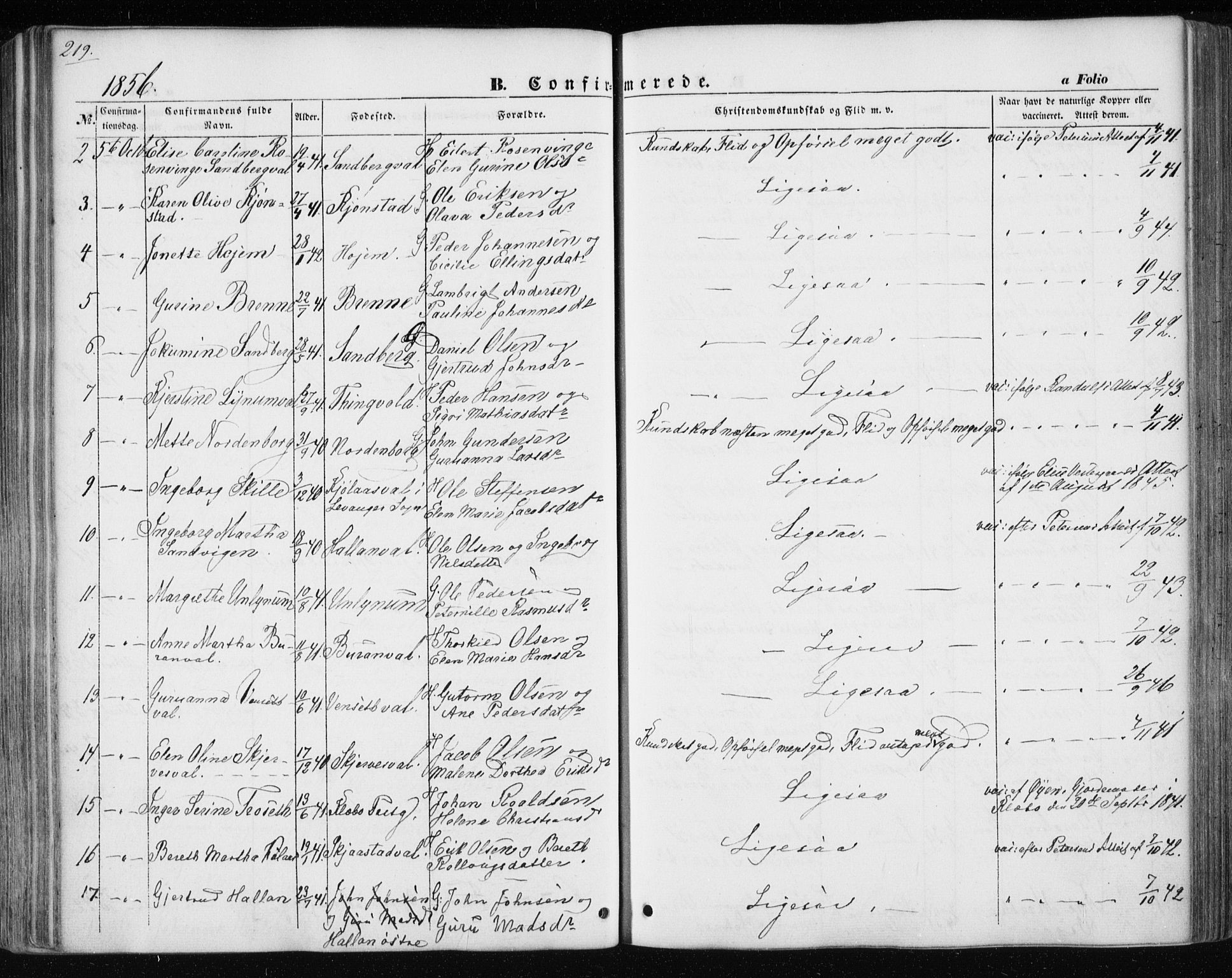 Ministerialprotokoller, klokkerbøker og fødselsregistre - Nord-Trøndelag, AV/SAT-A-1458/717/L0154: Parish register (official) no. 717A07 /1, 1850-1862, p. 219