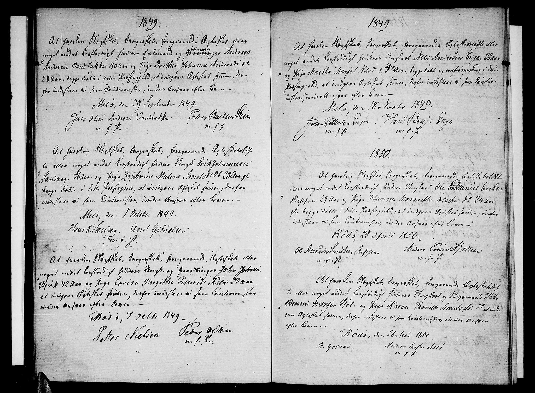 Ministerialprotokoller, klokkerbøker og fødselsregistre - Nordland, AV/SAT-A-1459/841/L0597: Banns register no. 841A05, 1824-1863