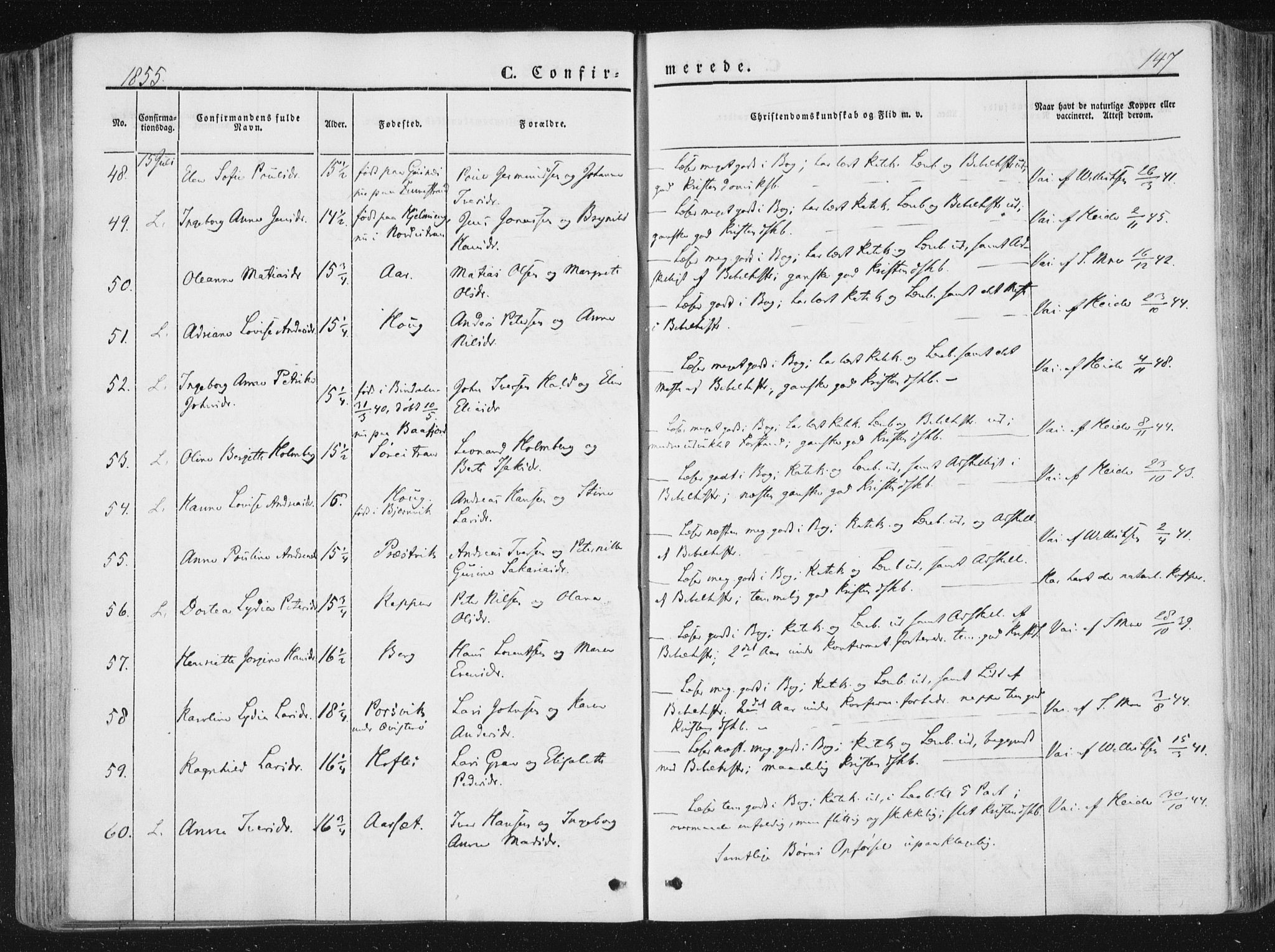 Ministerialprotokoller, klokkerbøker og fødselsregistre - Nord-Trøndelag, AV/SAT-A-1458/780/L0640: Parish register (official) no. 780A05, 1845-1856, p. 147