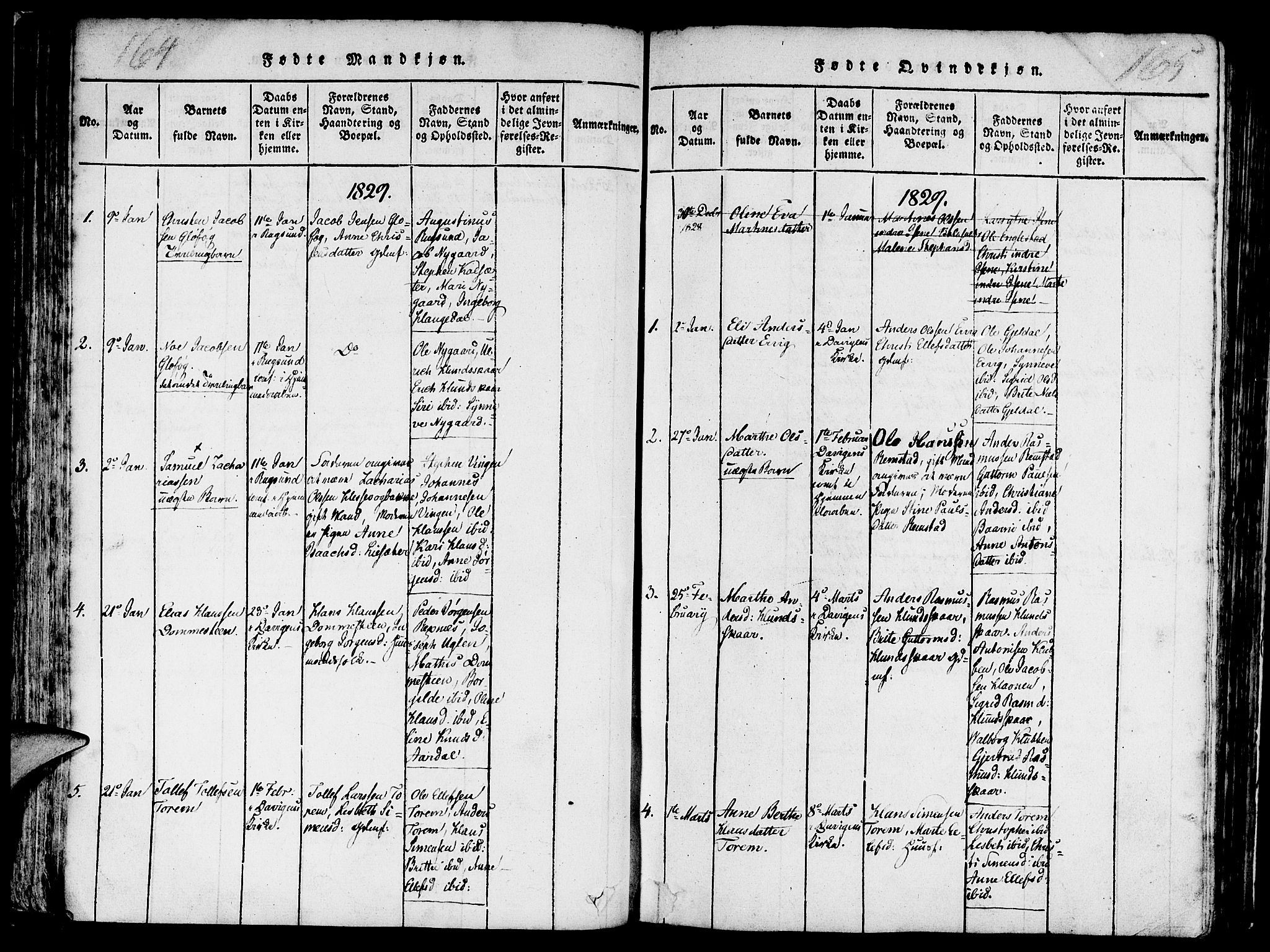 Davik sokneprestembete, AV/SAB-A-79701/H/Haa/Haaa/L0003: Parish register (official) no. A 3, 1816-1830, p. 164-165