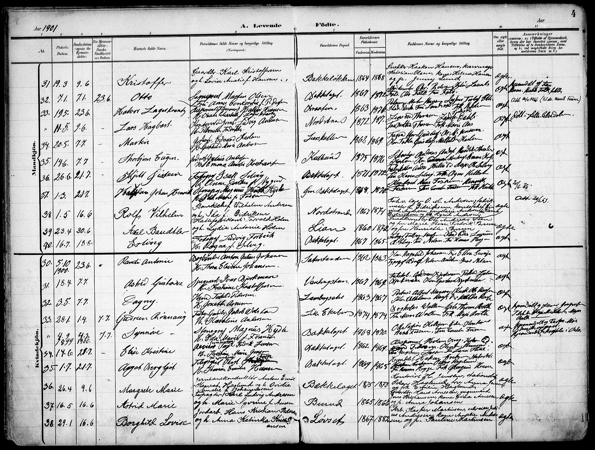 Nordstrand prestekontor Kirkebøker, AV/SAO-A-10362a/F/Fa/L0001: Parish register (official) no. 1, 1900-1914, p. 4