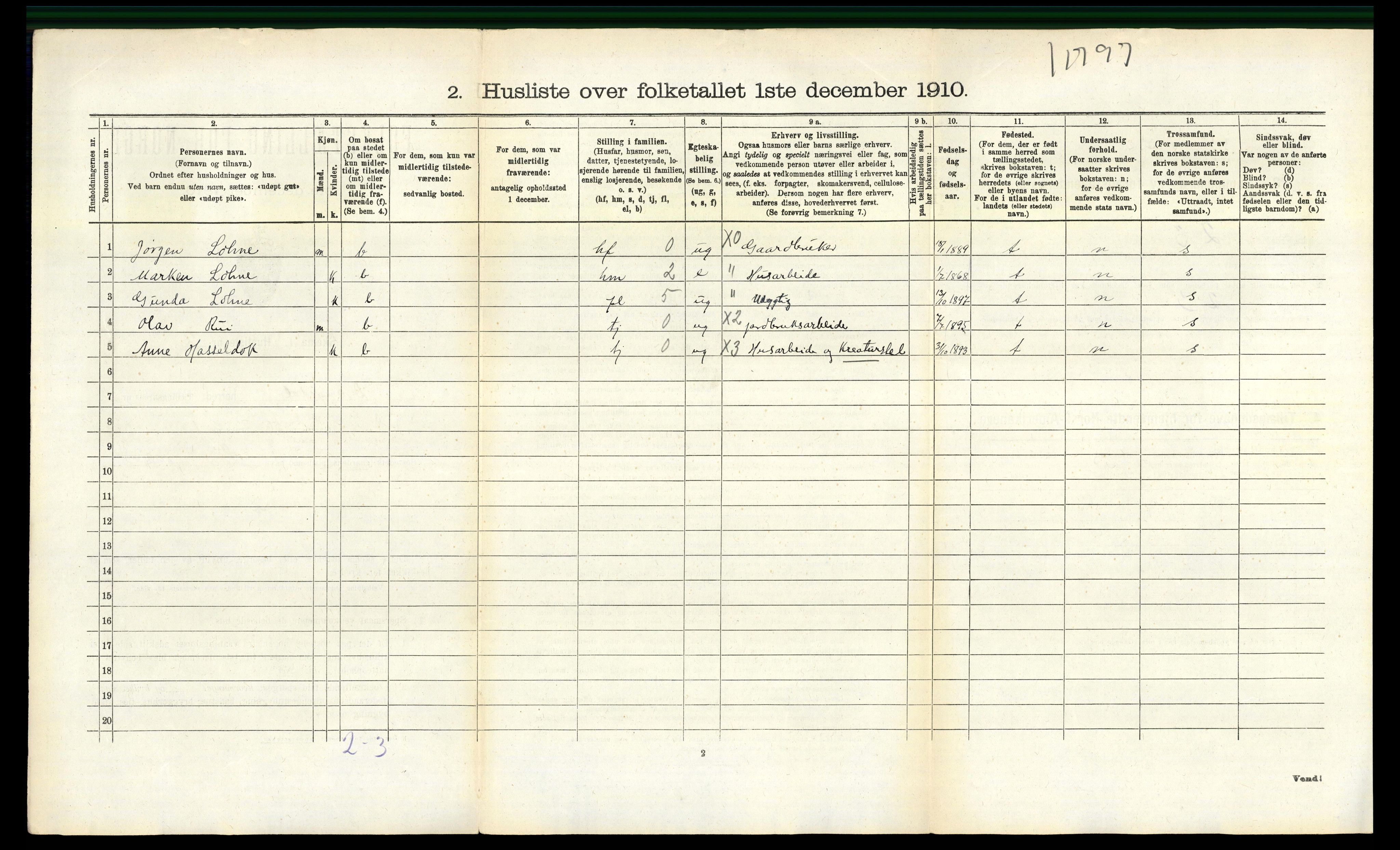 RA, 1910 census for Drangedal, 1910, p. 1238