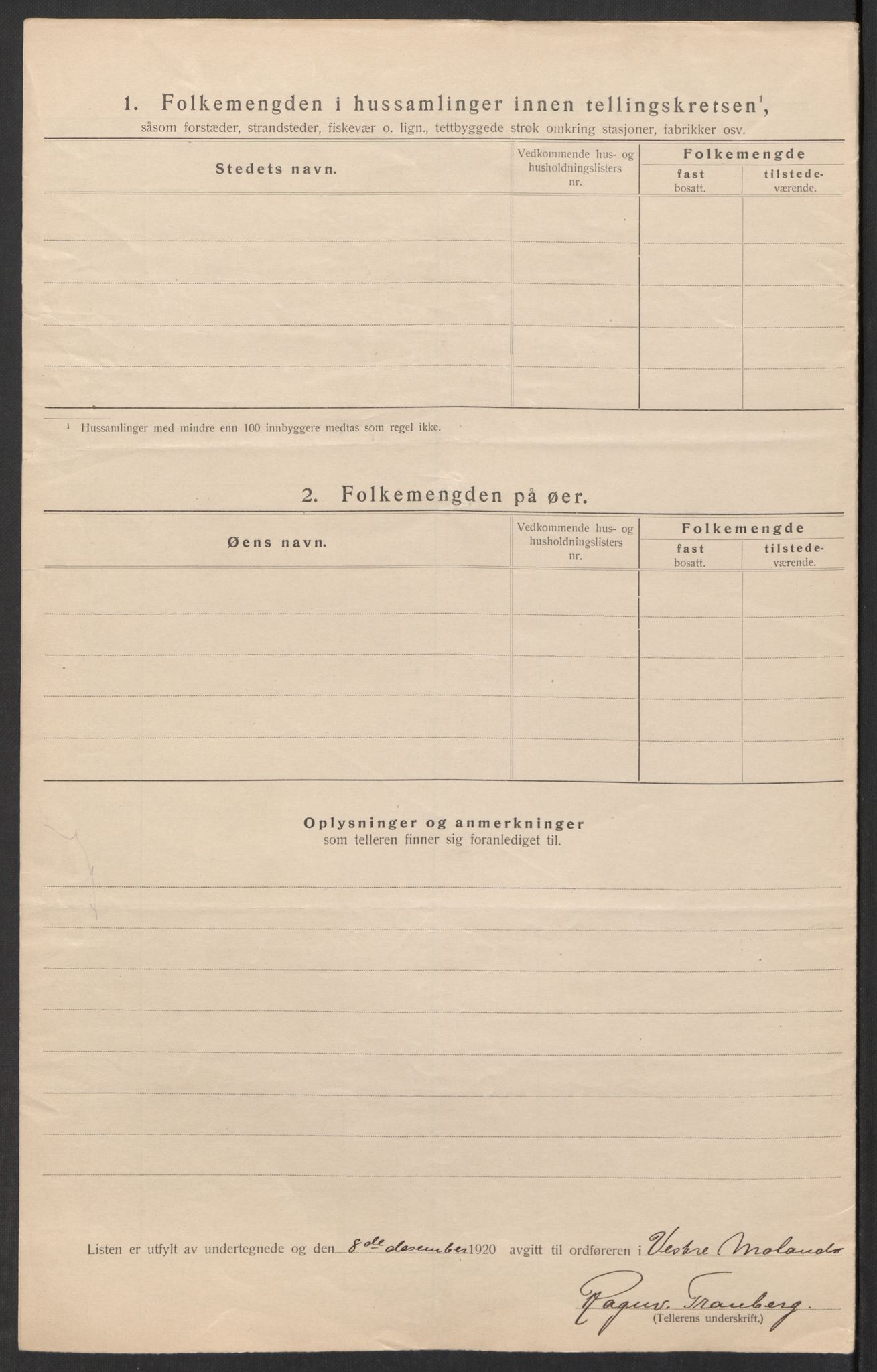 SAK, 1920 census for Vestre Moland, 1920, p. 32