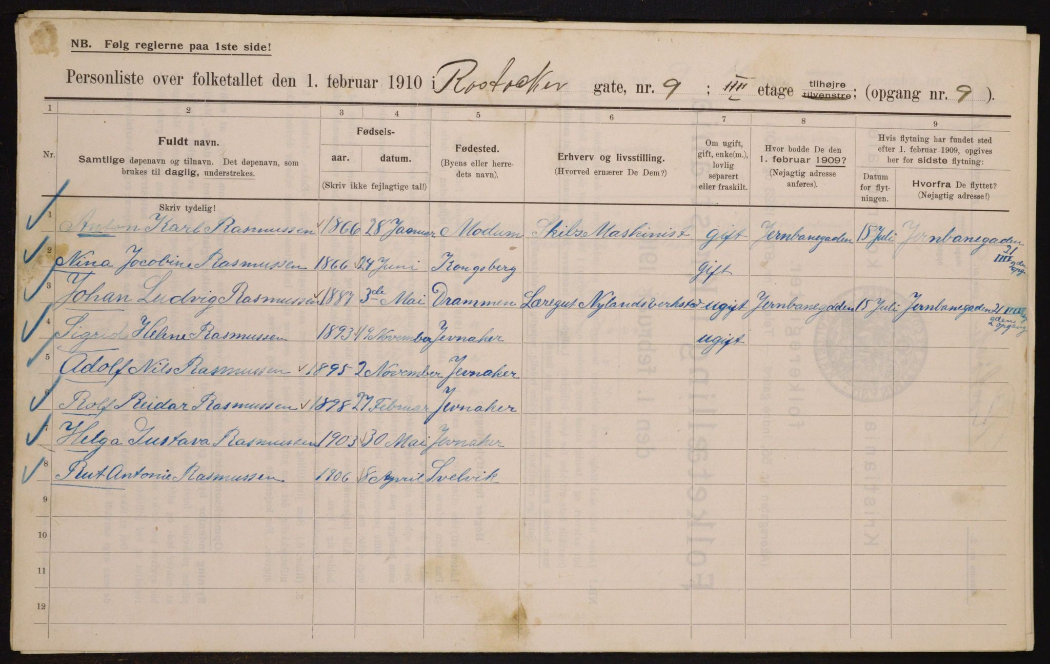 OBA, Municipal Census 1910 for Kristiania, 1910, p. 80885