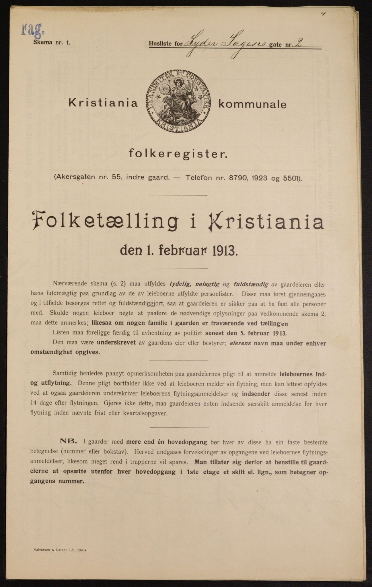 OBA, Municipal Census 1913 for Kristiania, 1913, p. 58226