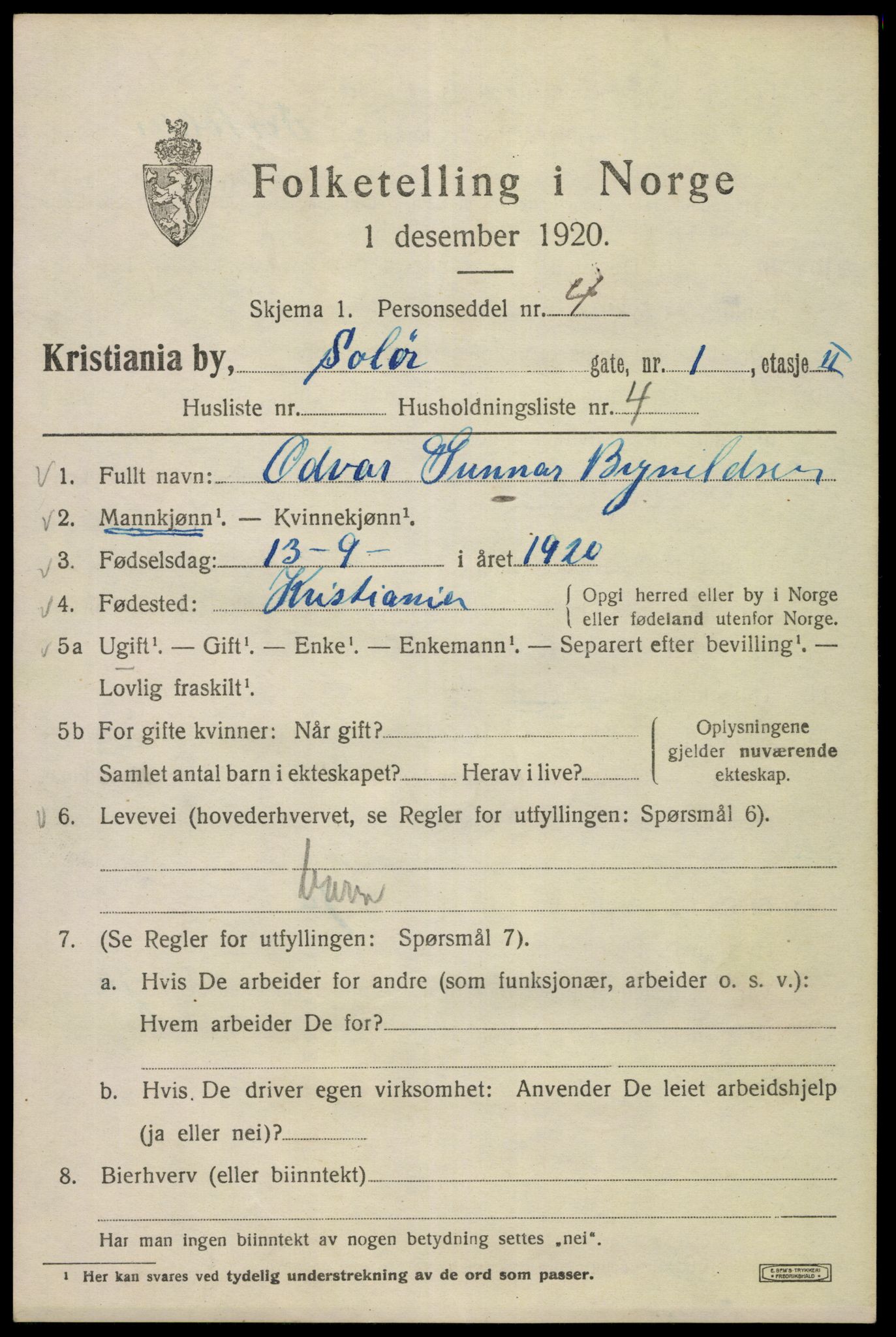 SAO, 1920 census for Kristiania, 1920, p. 528025