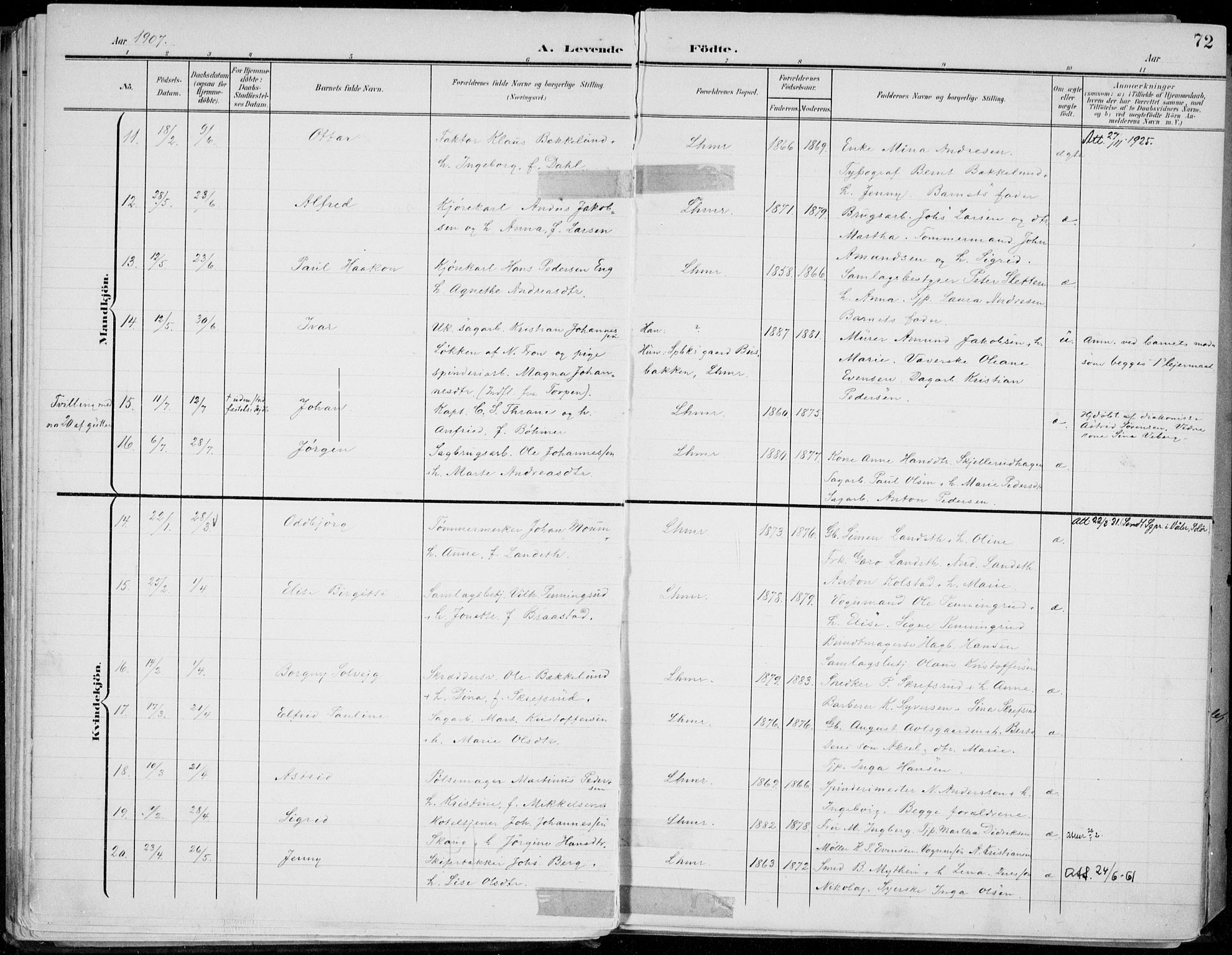 Lillehammer prestekontor, AV/SAH-PREST-088/H/Ha/Haa/L0001: Parish register (official) no. 1, 1901-1916, p. 72