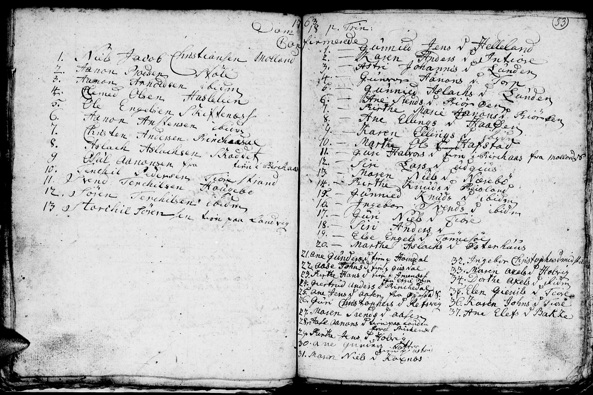 Hommedal sokneprestkontor, AV/SAK-1111-0023/F/Fb/Fbb/L0001: Parish register (copy) no. B 1, 1753-1791, p. 53