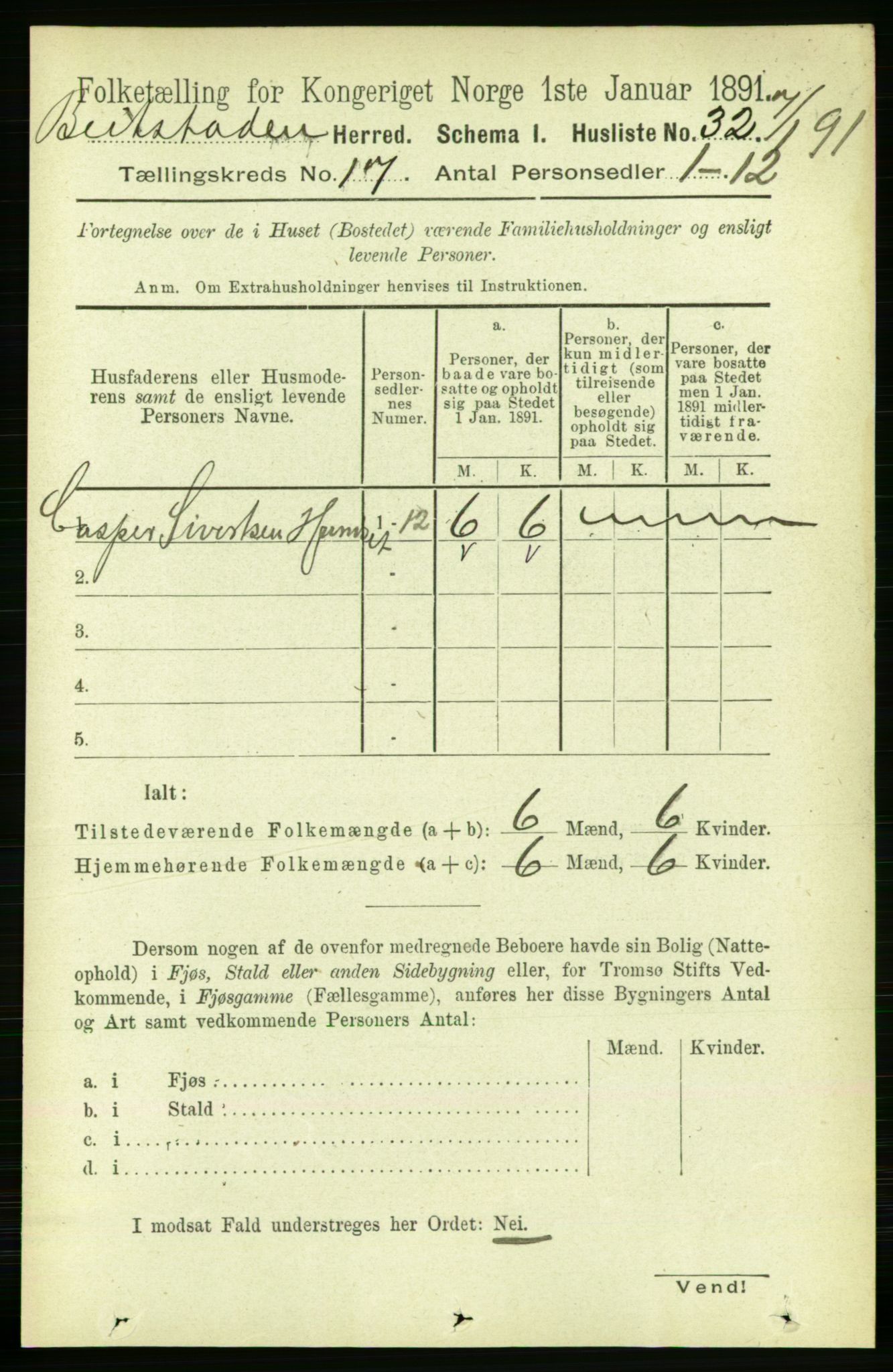 RA, 1891 census for 1727 Beitstad, 1891, p. 4354