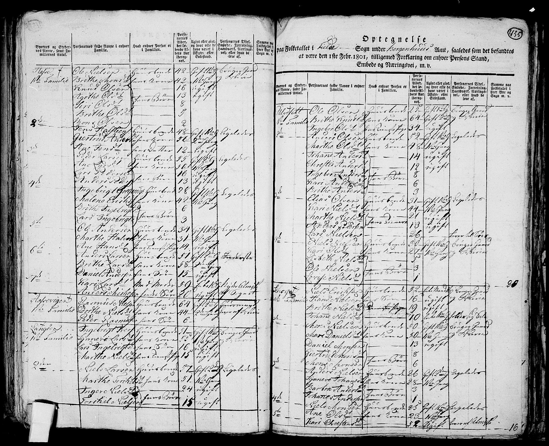 RA, 1801 census for 1245P Sund, 1801, p. 434b-435a