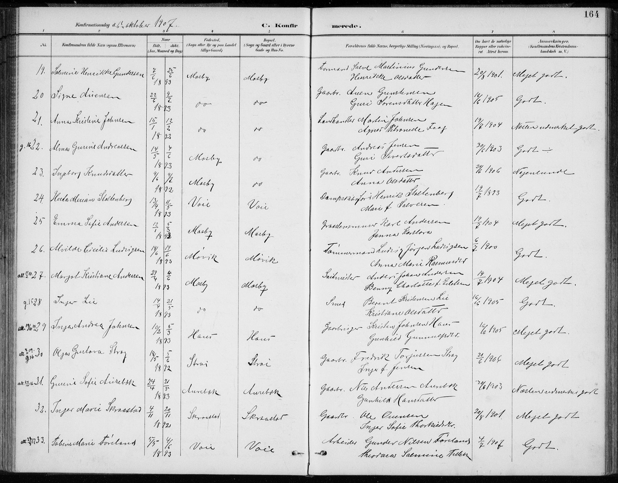Oddernes sokneprestkontor, SAK/1111-0033/F/Fa/Faa/L0010: Parish register (official) no. A 10, 1897-1911, p. 164