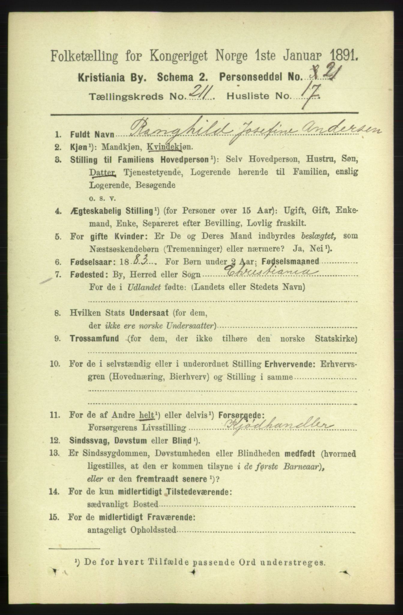 RA, 1891 census for 0301 Kristiania, 1891, p. 126264