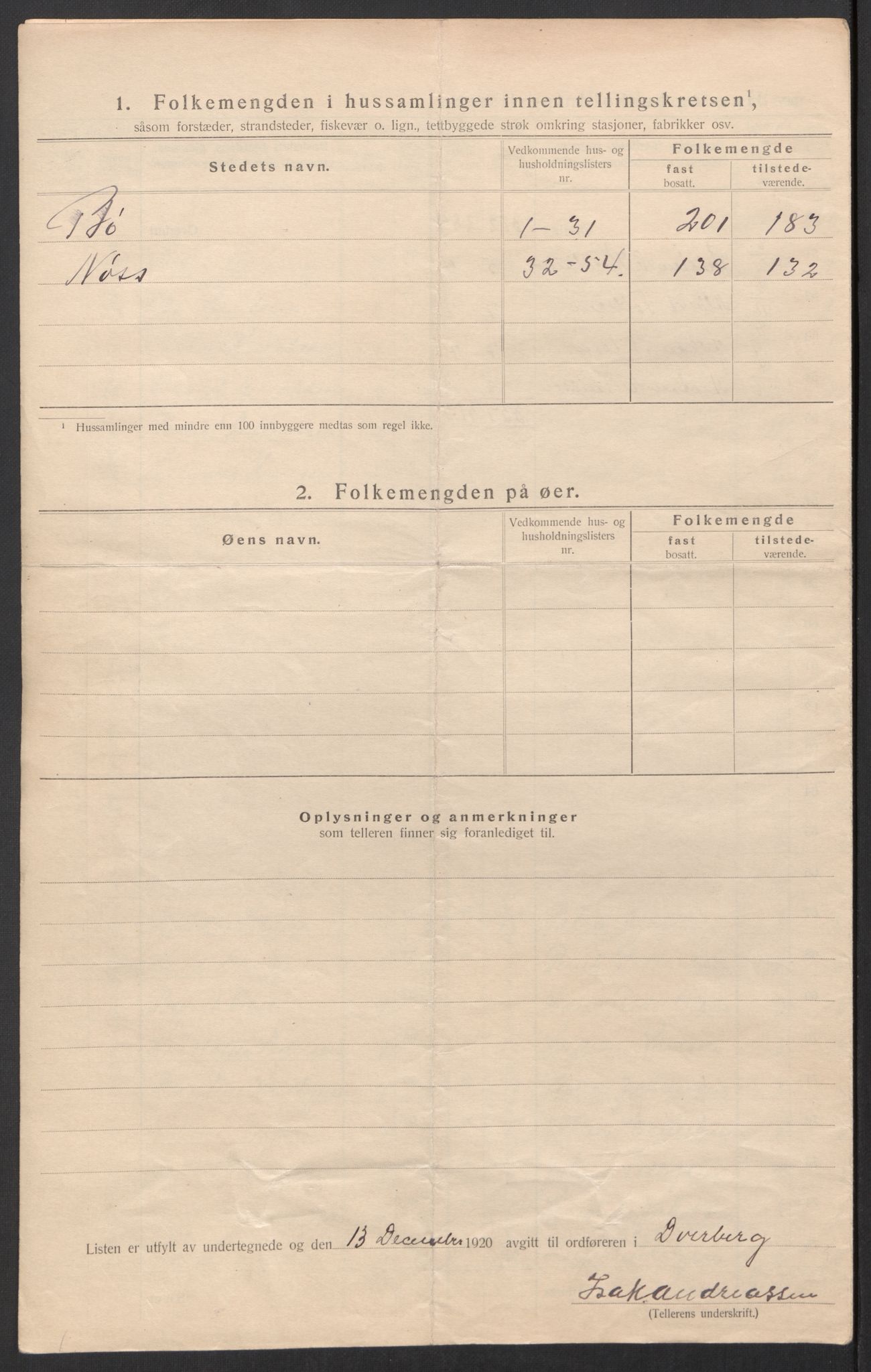 SAT, 1920 census for Dverberg, 1920, p. 47