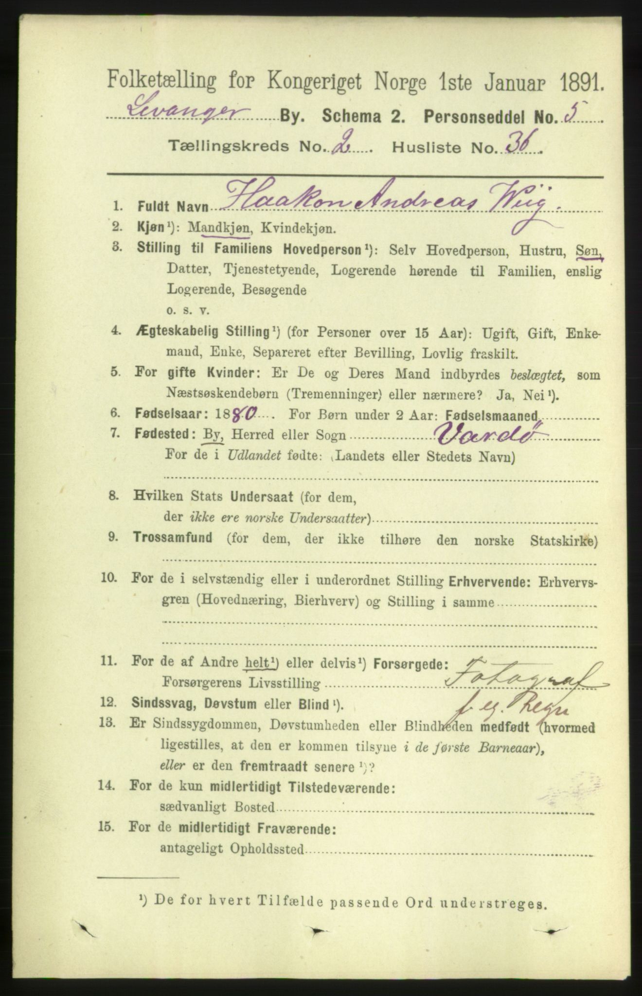 RA, 1891 census for 1701 Levanger, 1891, p. 770