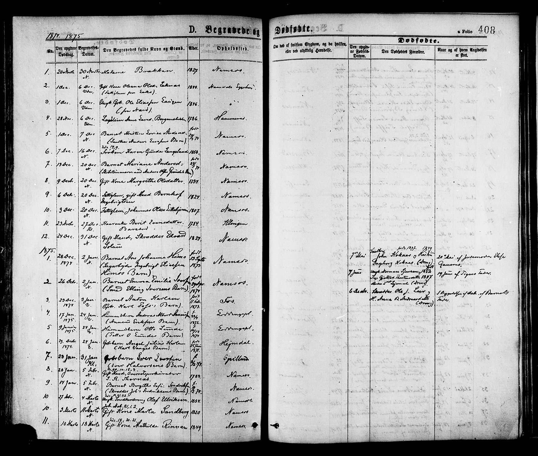 Ministerialprotokoller, klokkerbøker og fødselsregistre - Nord-Trøndelag, SAT/A-1458/768/L0572: Parish register (official) no. 768A07, 1874-1886, p. 408