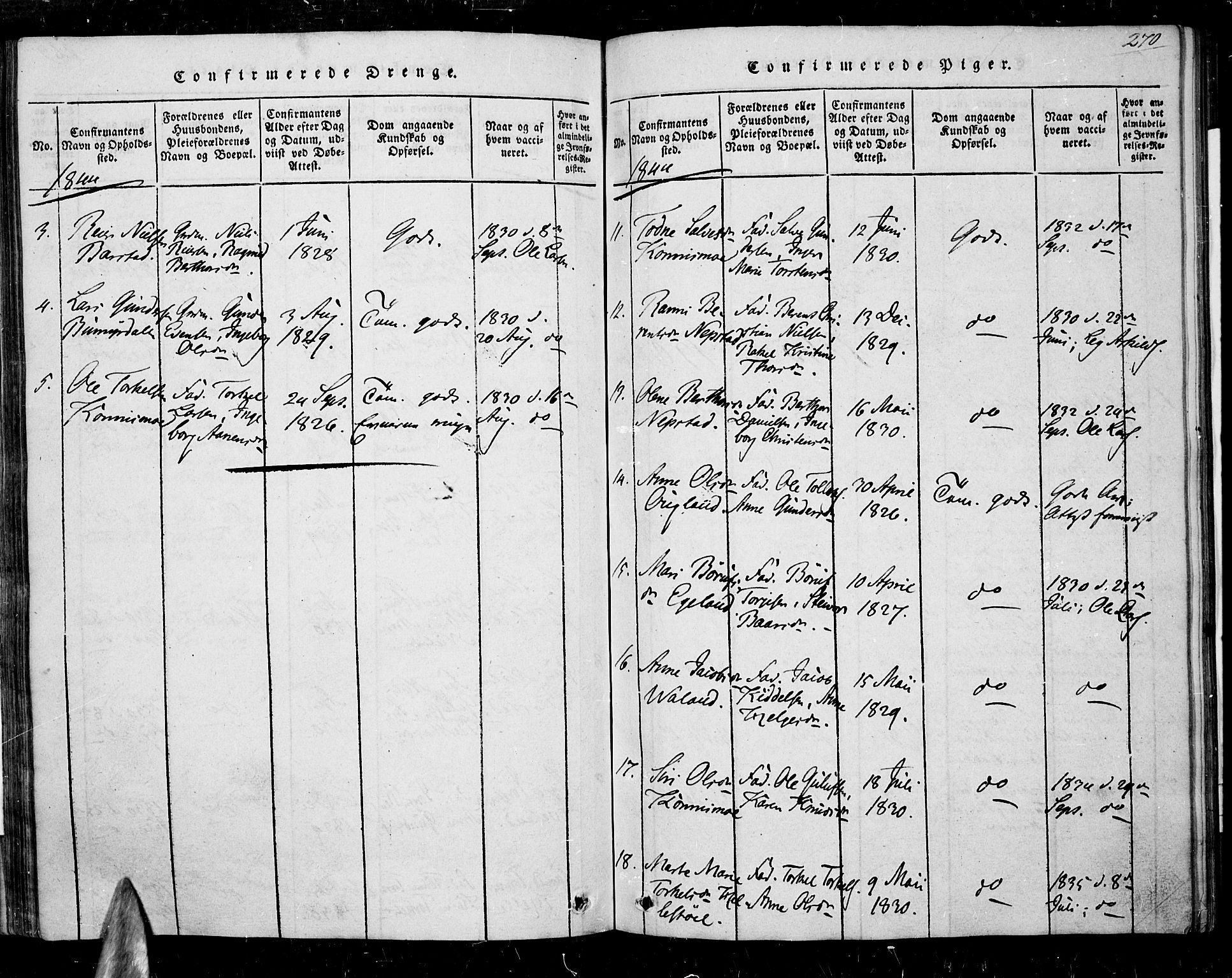 Nord-Audnedal sokneprestkontor, AV/SAK-1111-0032/F/Fa/Faa/L0001: Parish register (official) no. A 1, 1815-1856, p. 270